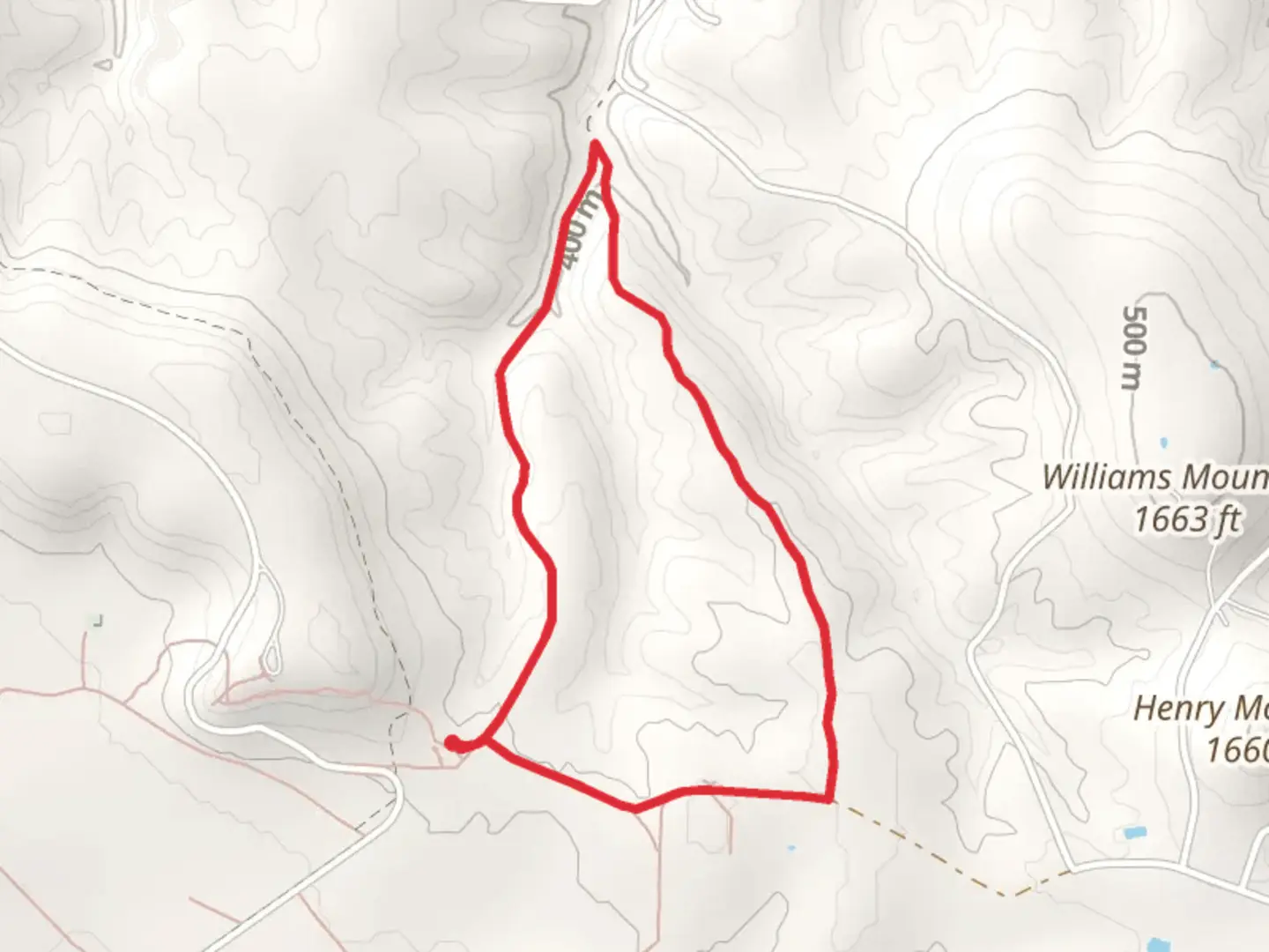 An image depicting the trail Elkhorn Tavern Loop and its surrounding area.