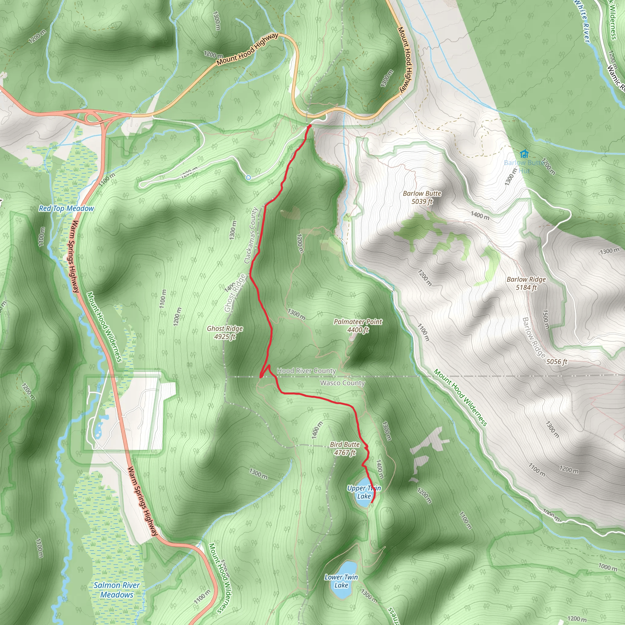Upper Twin Lake via PCT mobile static map