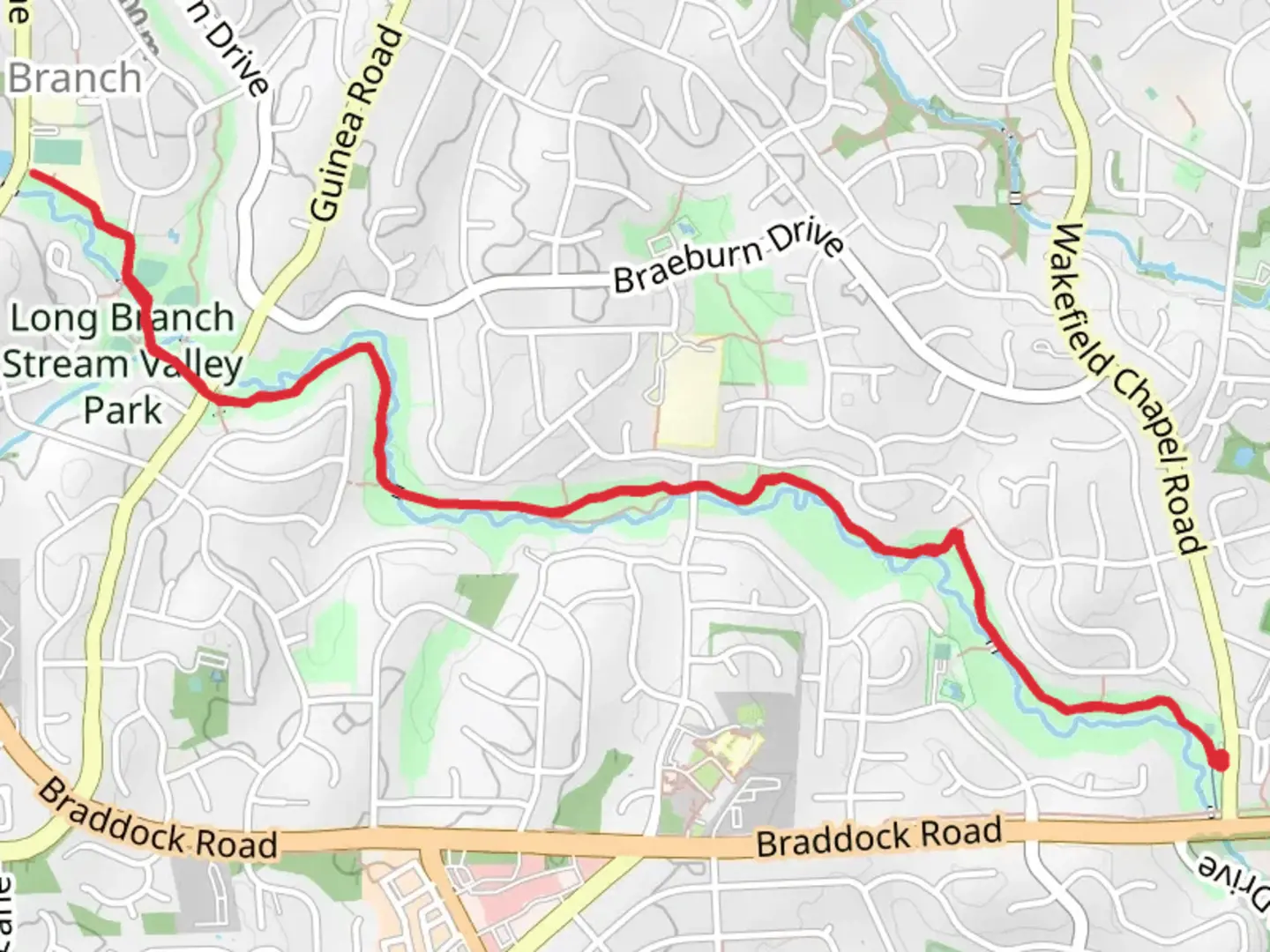 An image depicting the trail Long Branch Trail Out and Back and its surrounding area.