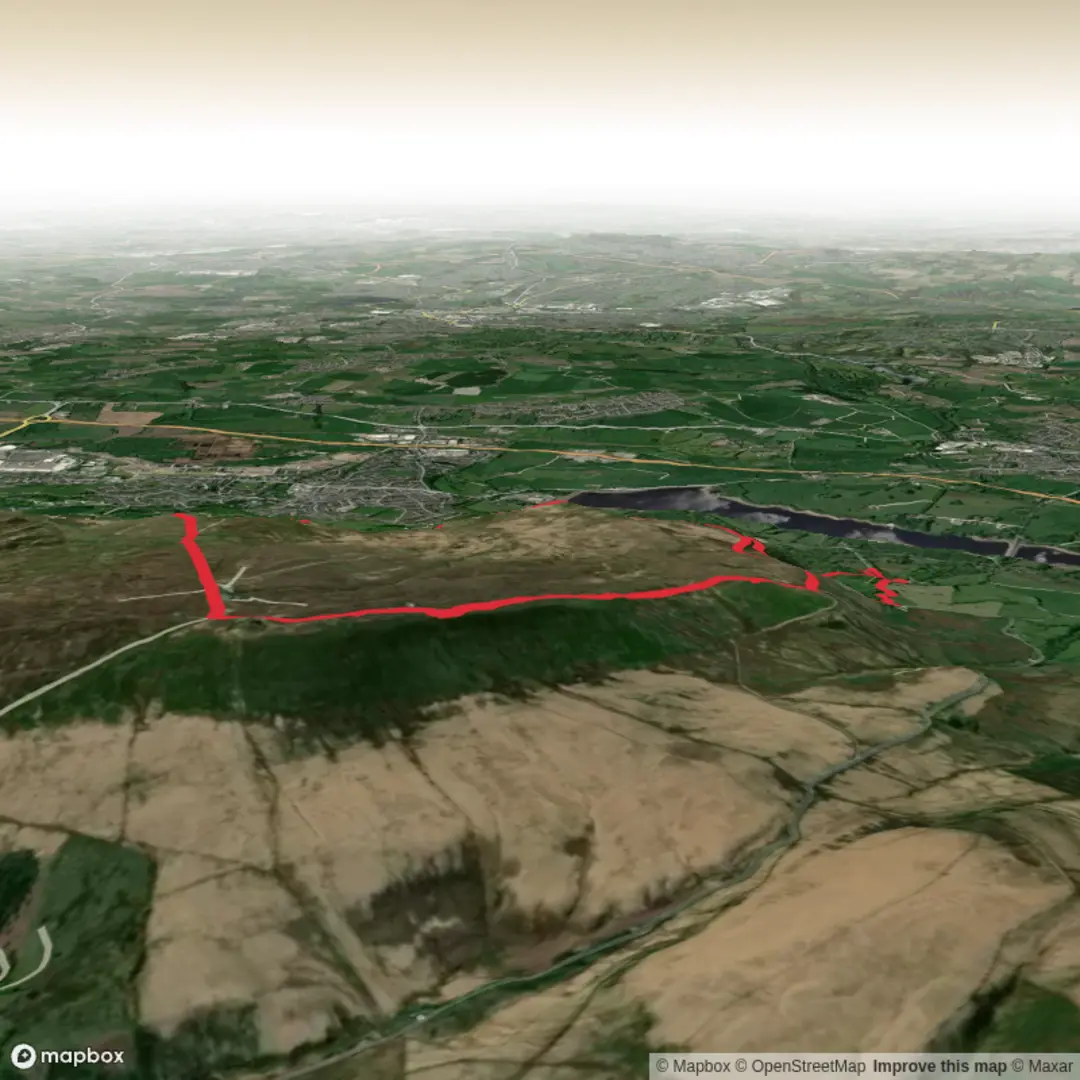 An image depicting the trail Hike from Rivington hall barn to winter hill via pigeon tower - Rivington pike - two lads - winter hill - noon hill and back through Japanese gardens and its surrounding area.