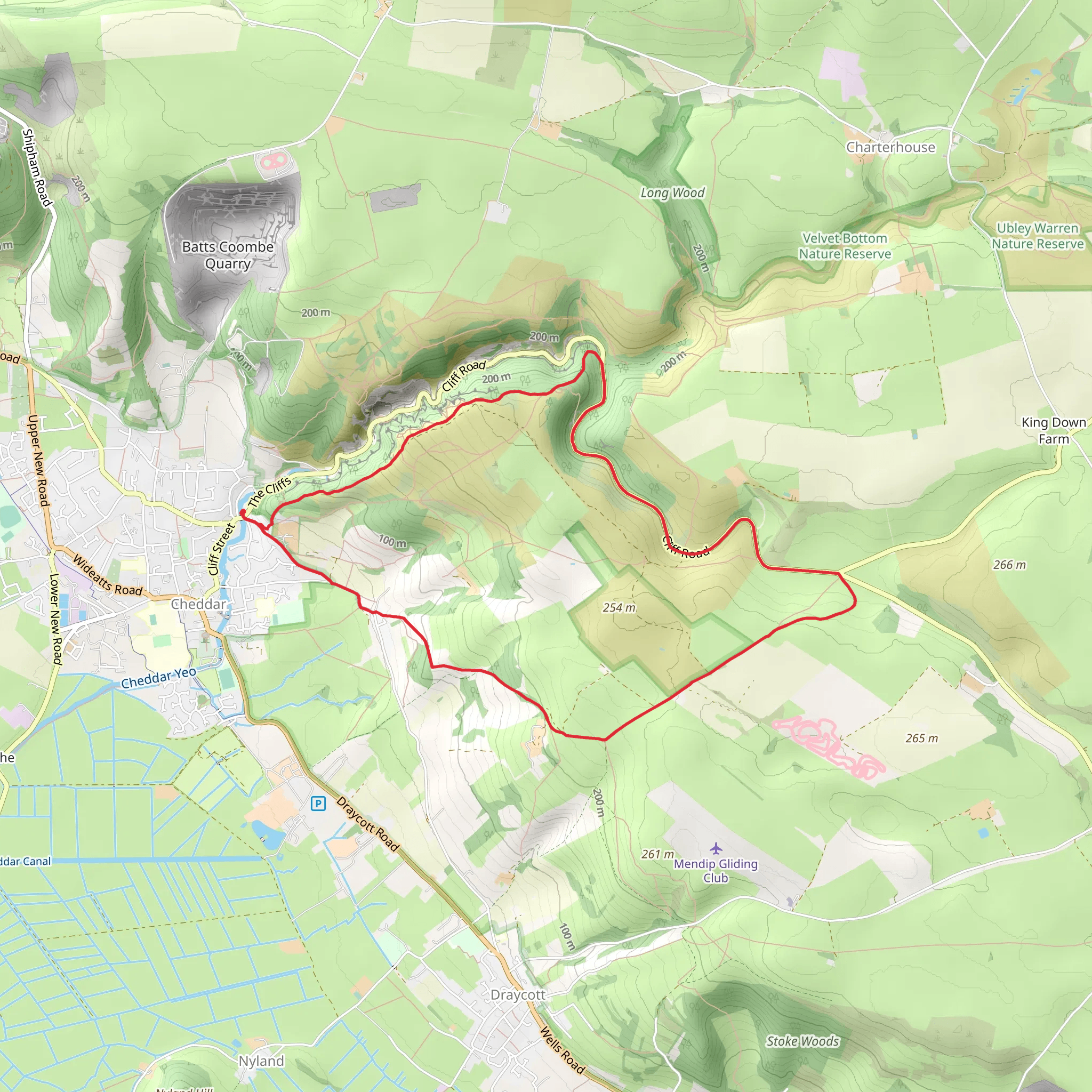 Cheddar Loop vi Middledown Nature Reserve mobile static map