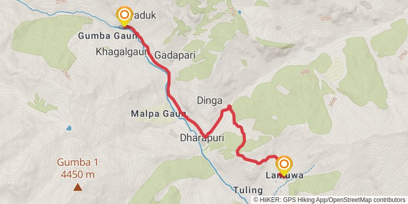 Great Himalayan Trail stage 91 Map
