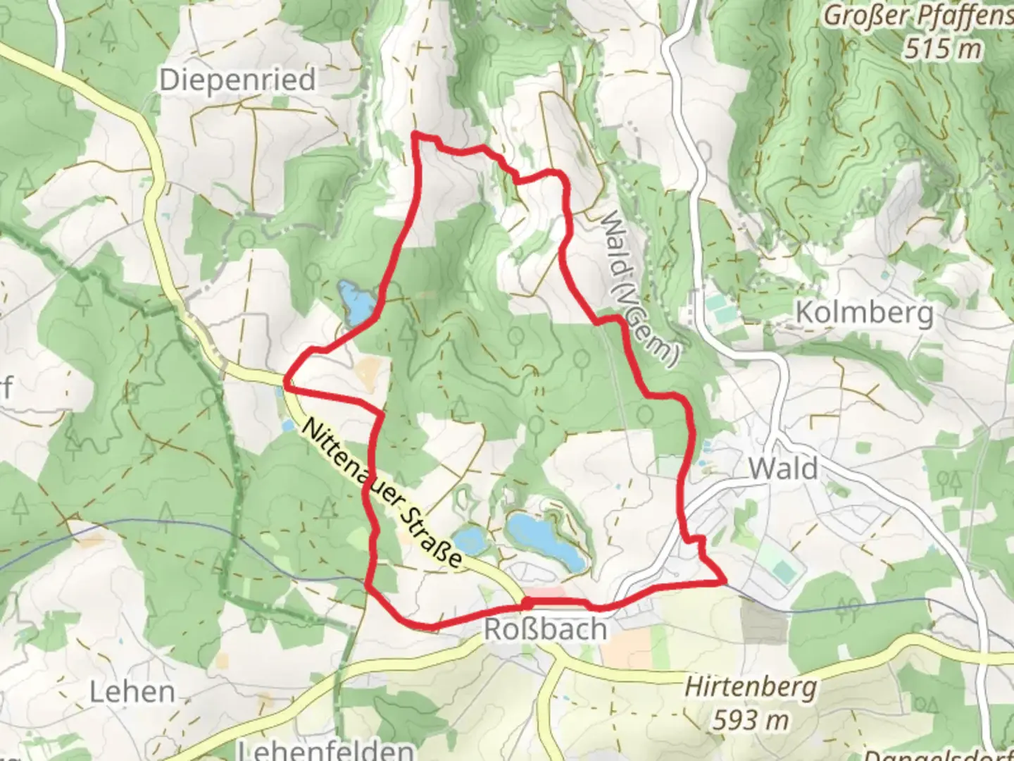 An image depicting the trail Fuerster Rundweg and its surrounding area.