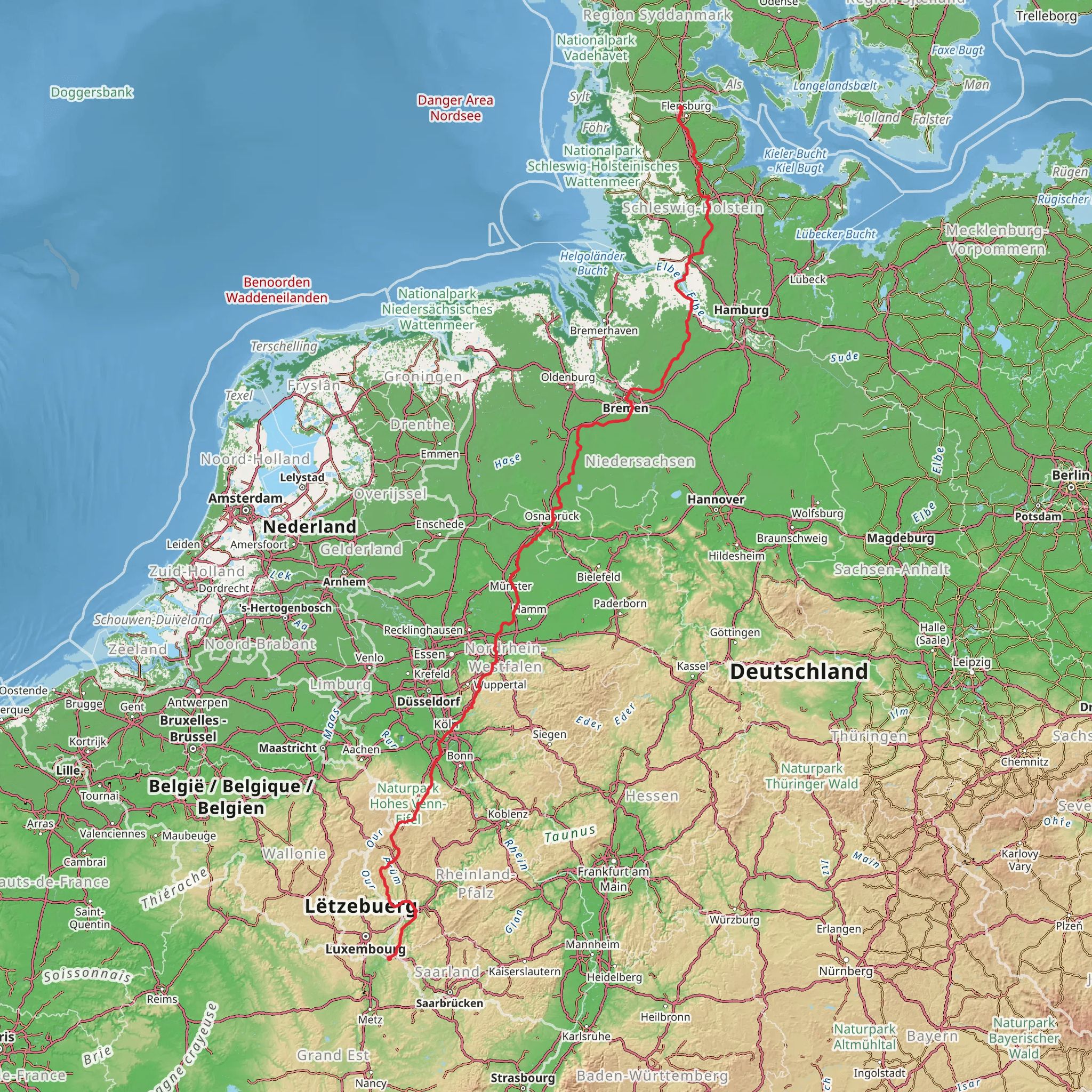 Camino Flensburg-Perl via Bremen mobile static map