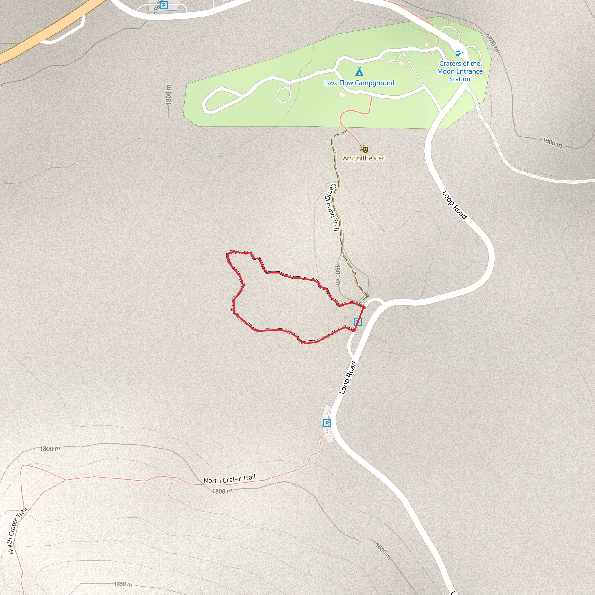 North Crater Flow Loop Trail mobile static map
