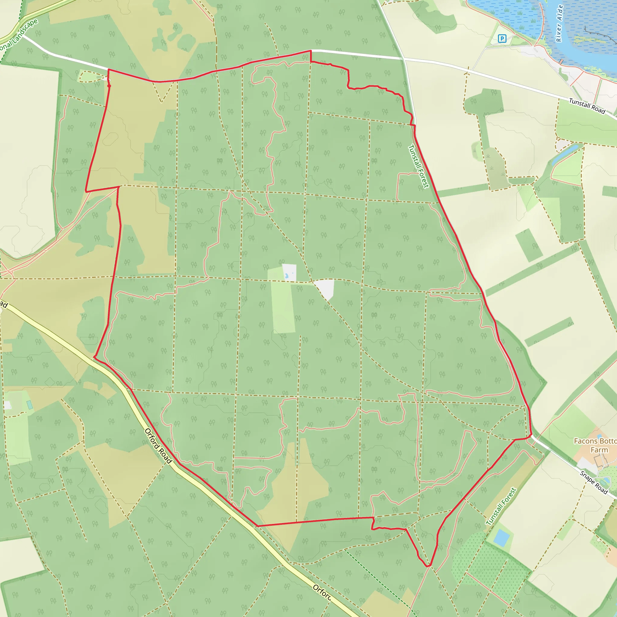 Tunstall Forest Short Loop mobile static map