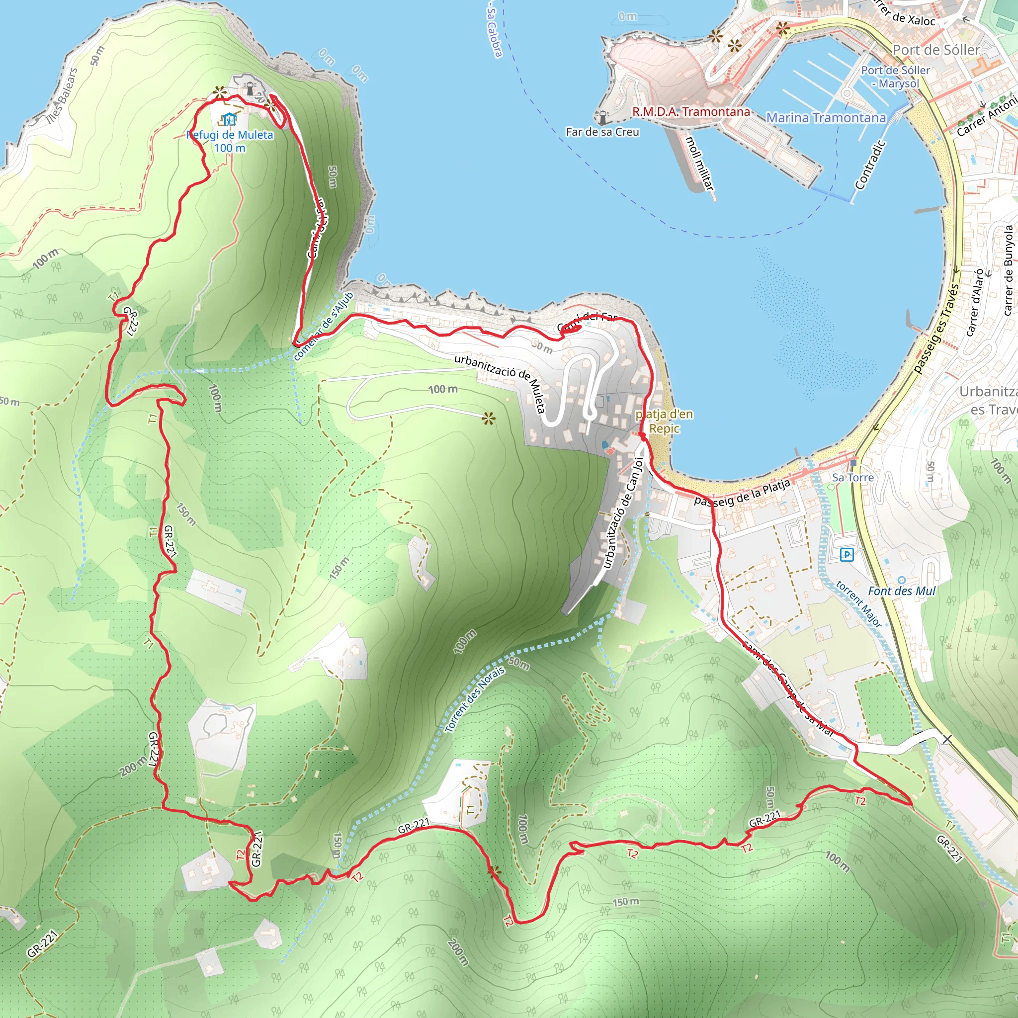Circular walk over La Muleta to the lighthouse from Hotel Pure Salt in Port de Soller mobile static map