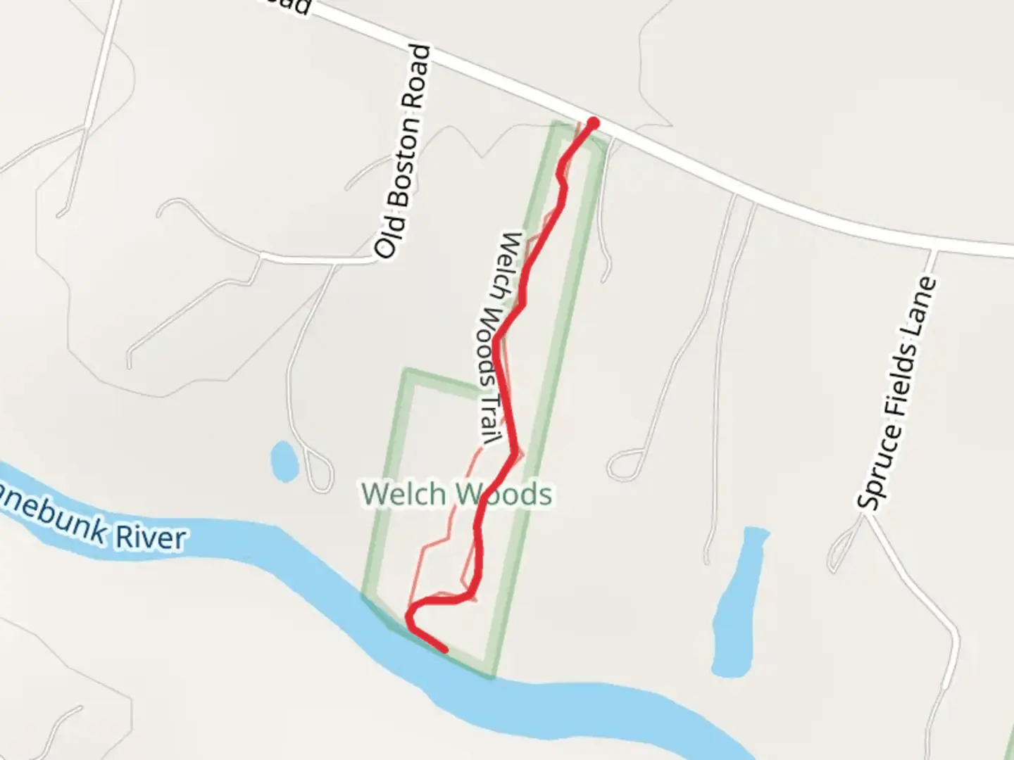 An image depicting the trail Kennebunk River from River Road and its surrounding area.