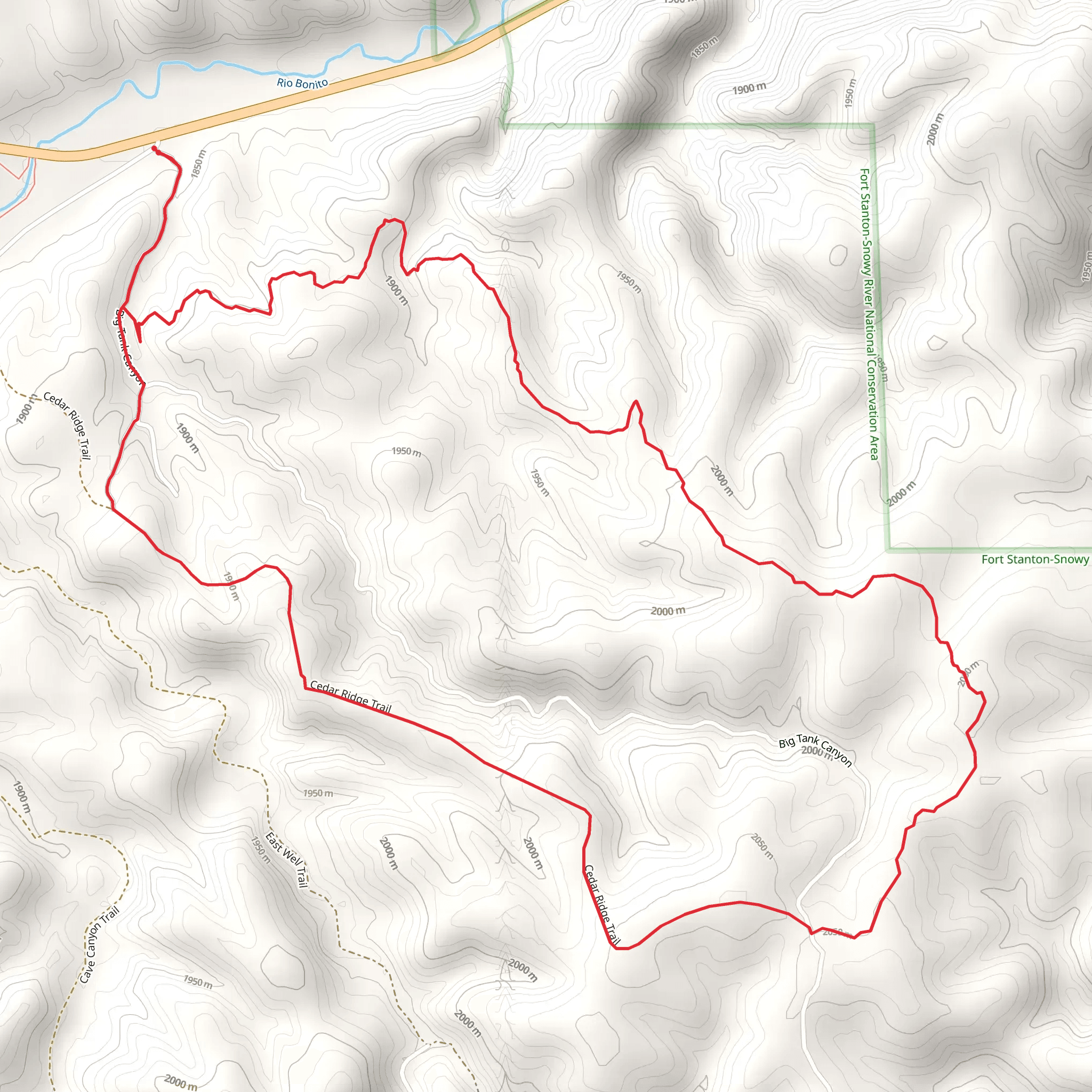 Loop around Big Tank Canyon mobile static map
