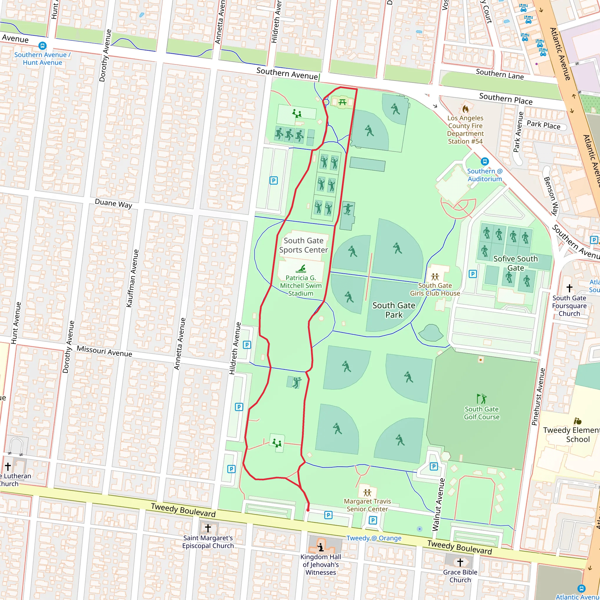 South Gate Park Loop mobile static map