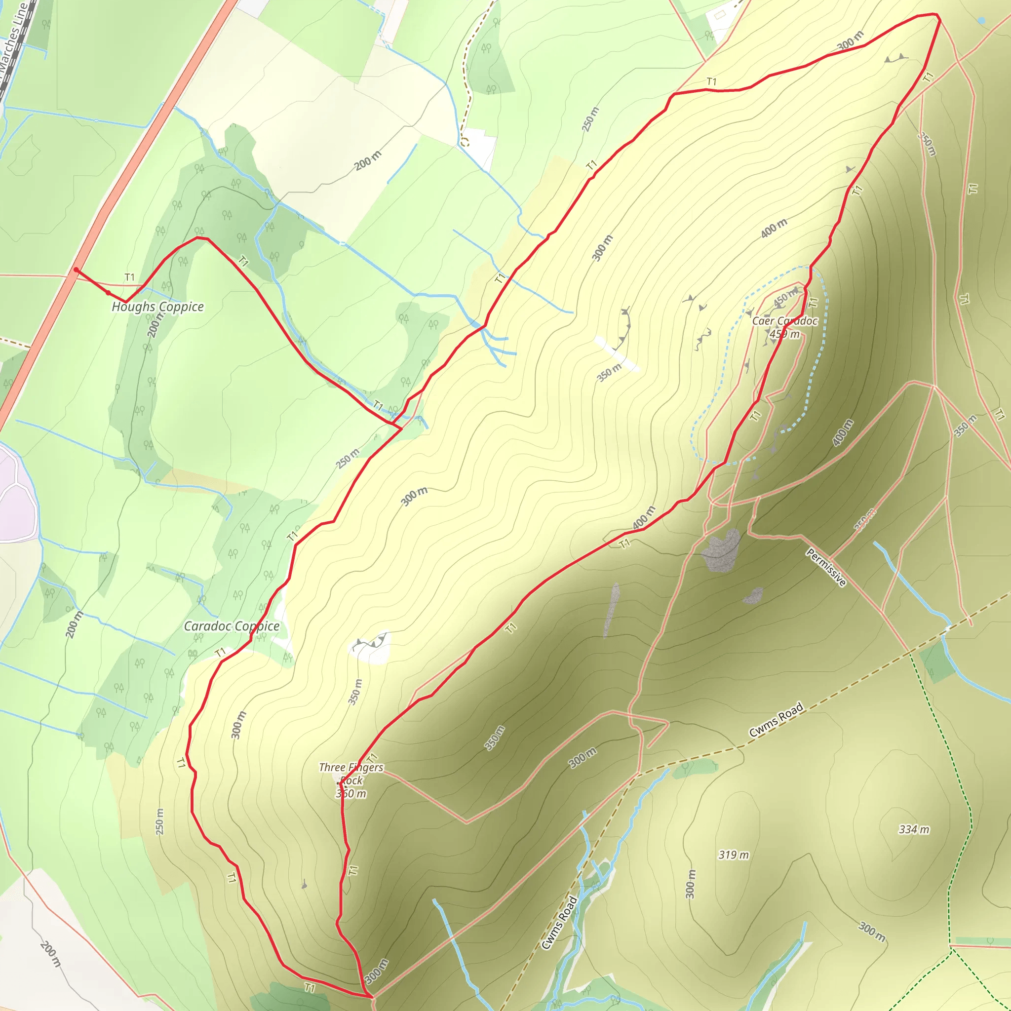 Caer Caradoc from Church Stretton mobile static map