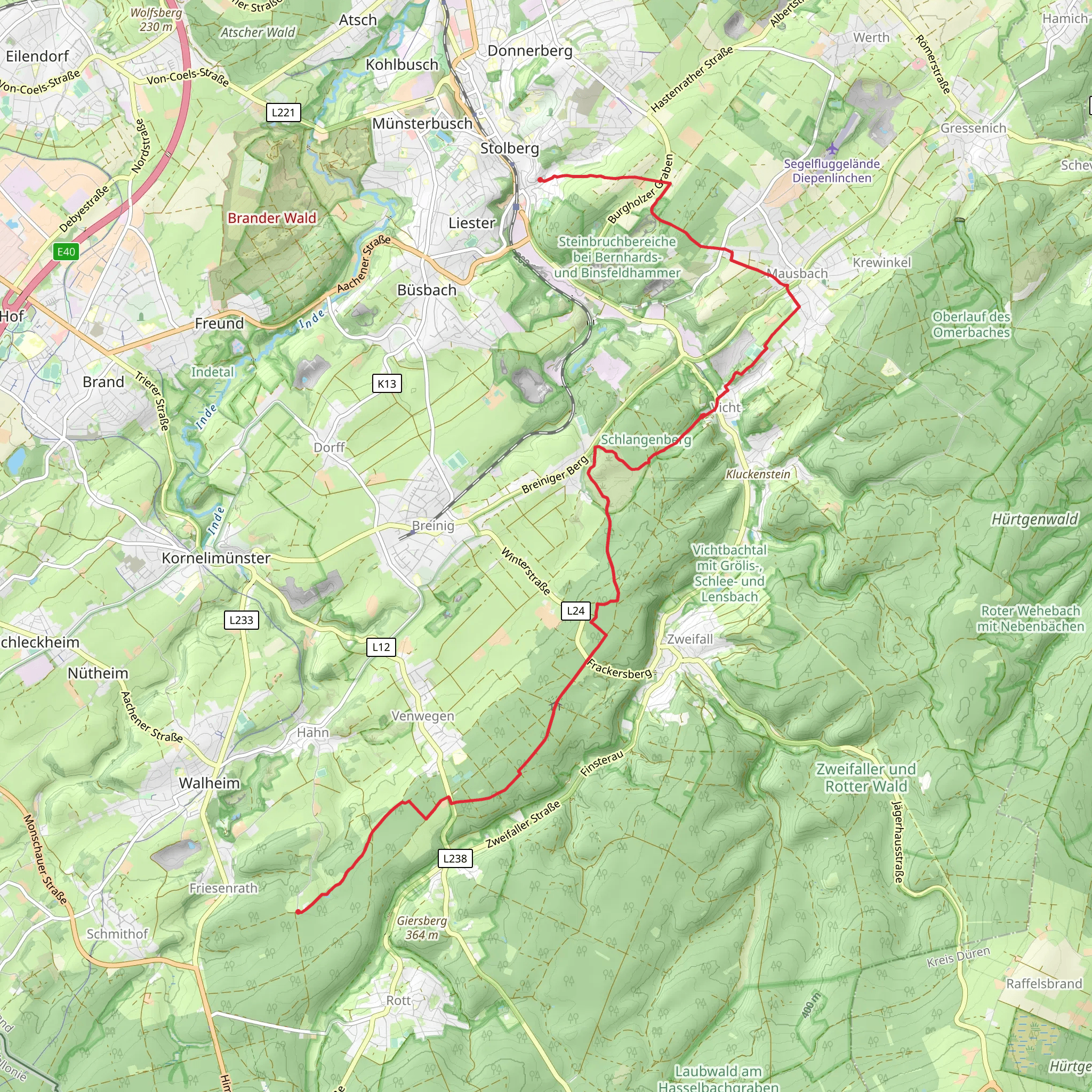 Munsterwald to Stolberg Walk mobile static map