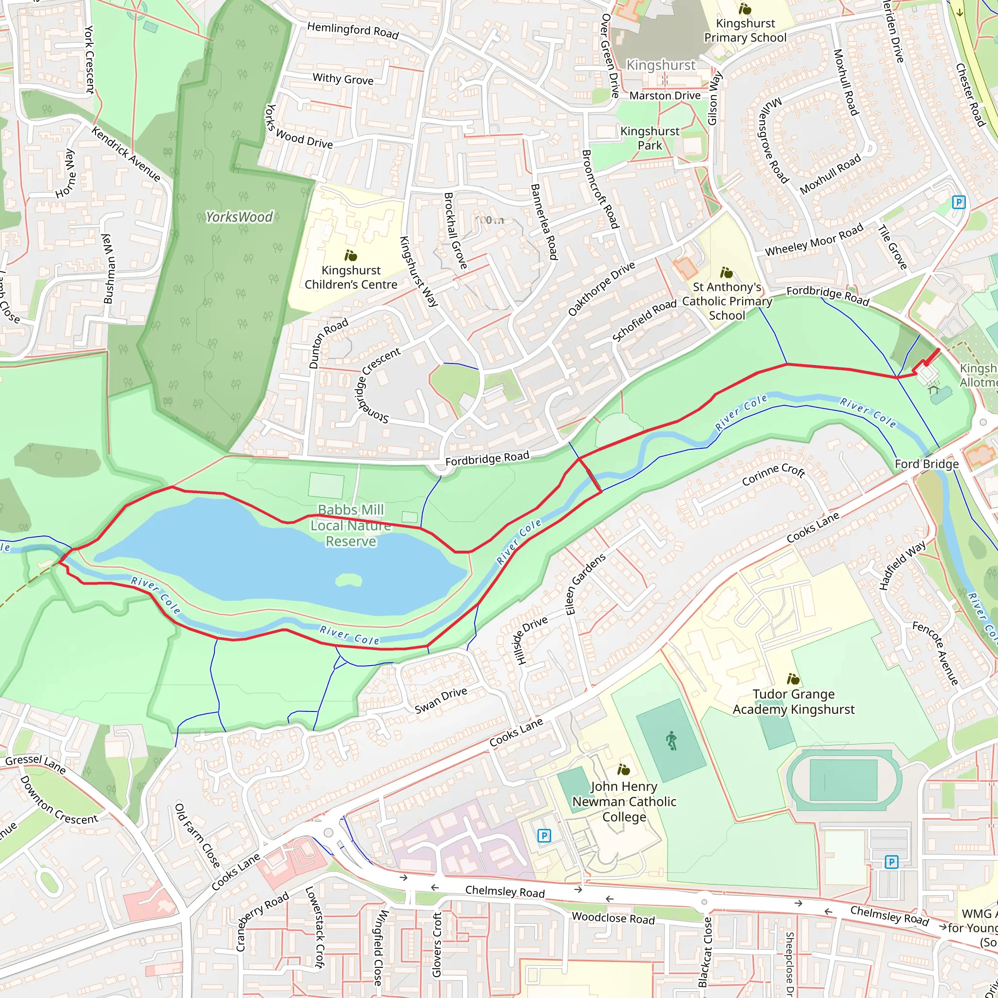 Babbs Mill Lake Loop mobile static map