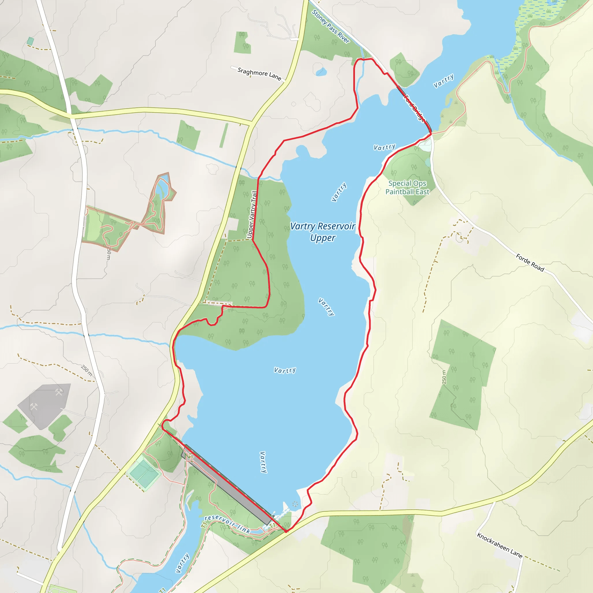 Roundwood Reservoir Upper Vartry Trail mobile static map