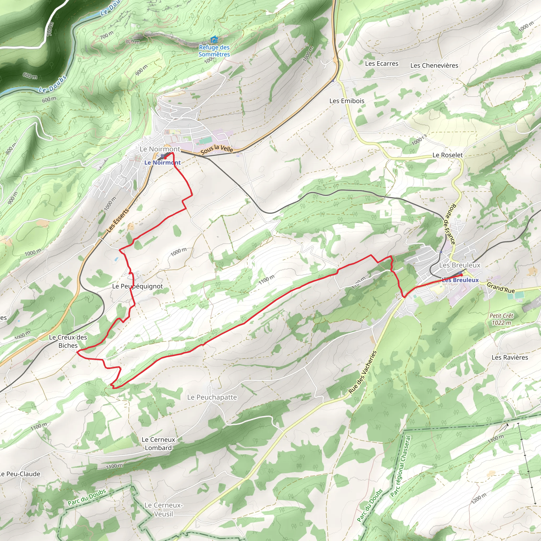 Les Breuleux – Le Noirmont Trail mobile static map