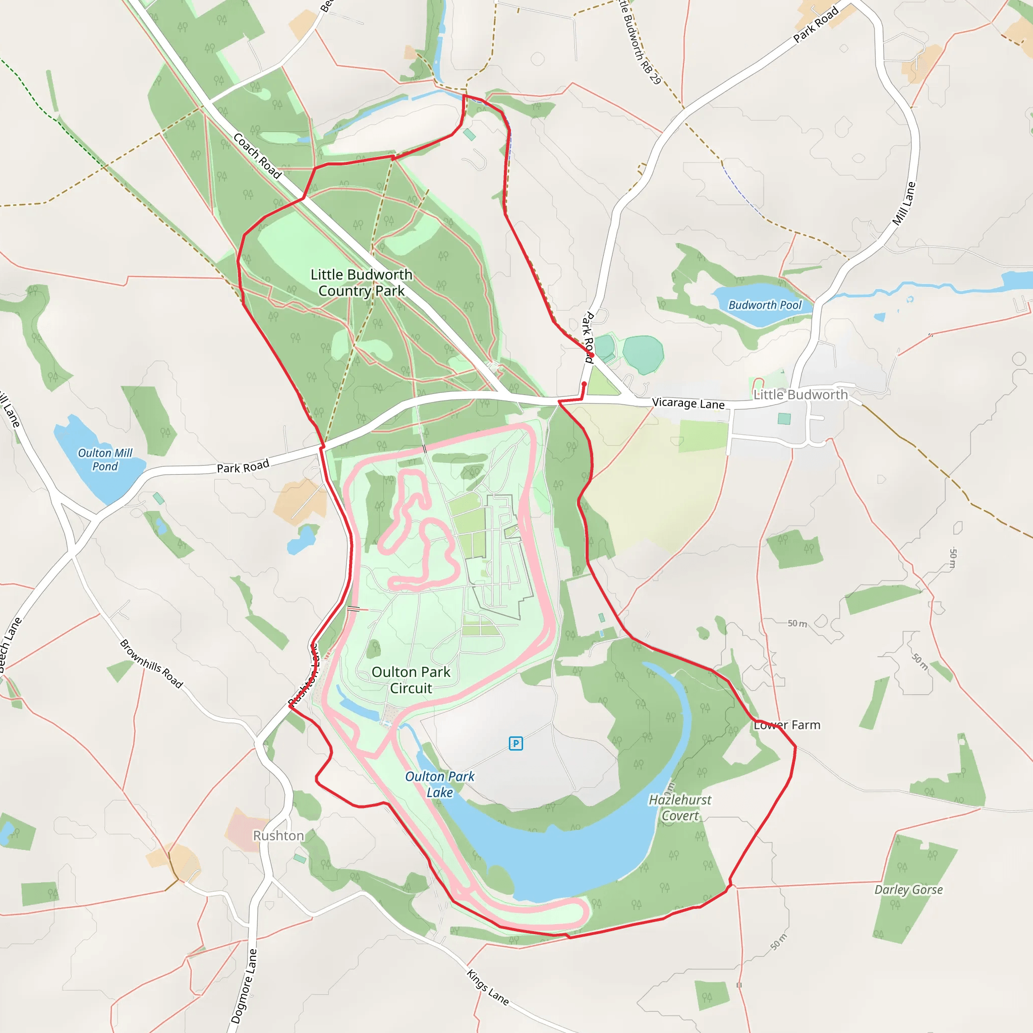 Little Budworth Country Park Loop mobile static map
