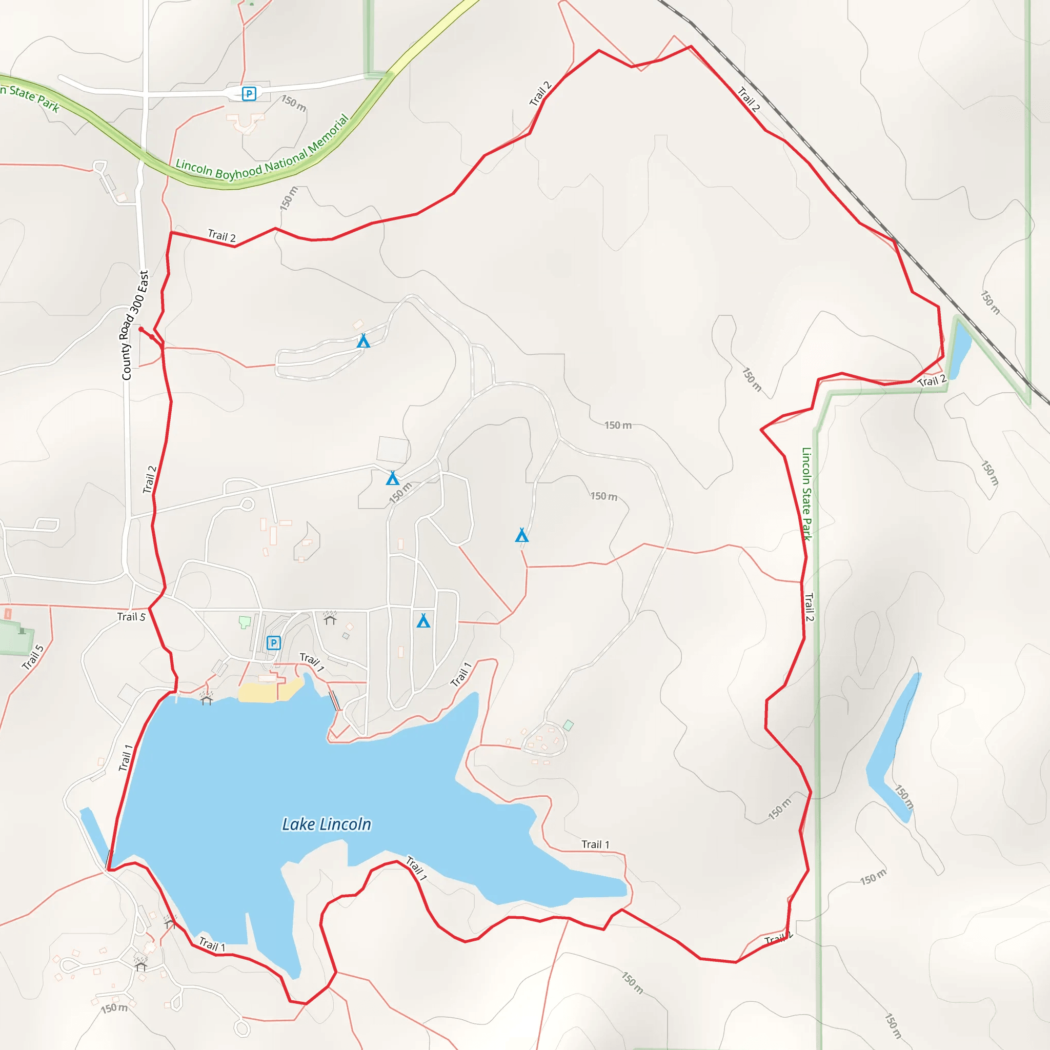 Lincoln State Park and Lake Lincoln Loop - East mobile static map