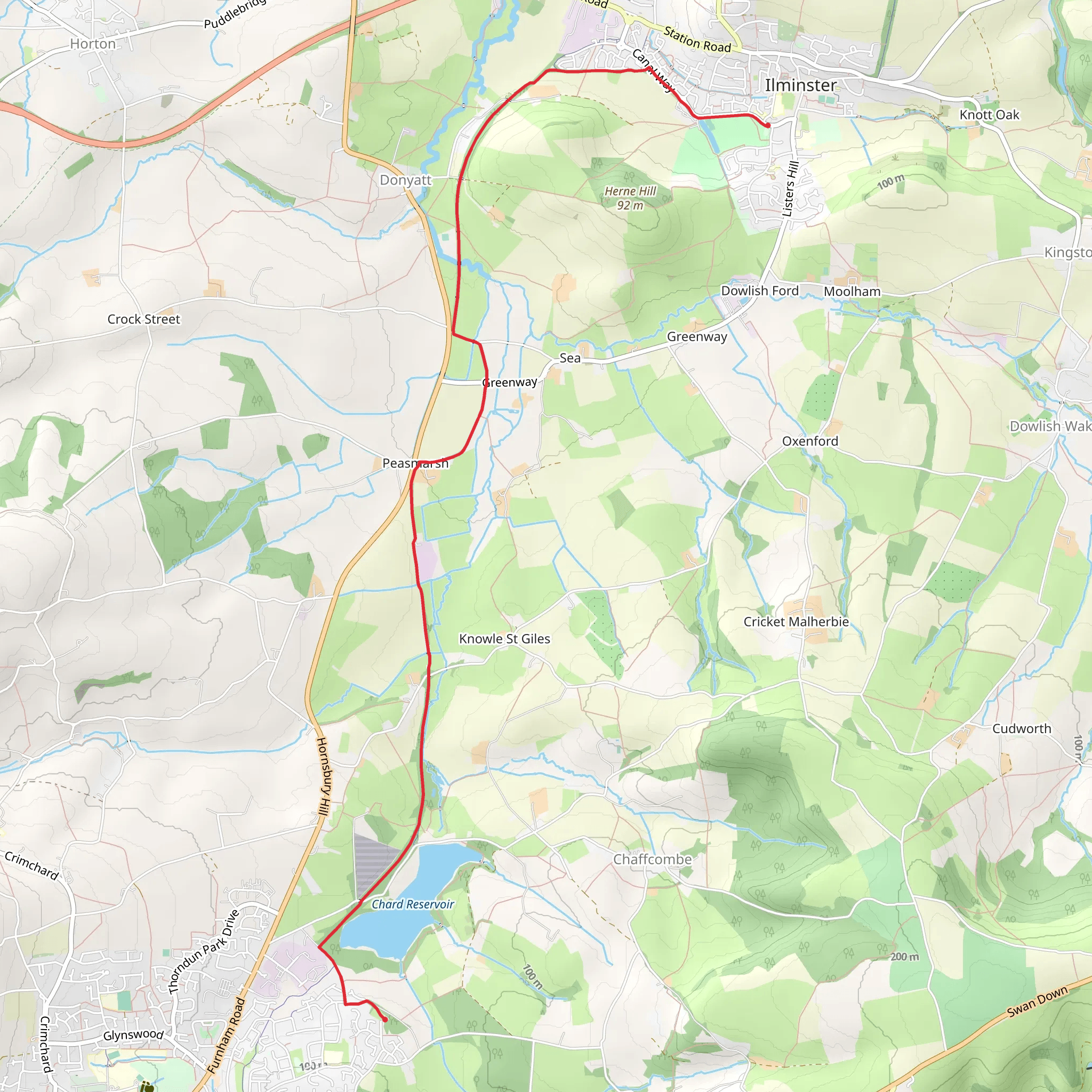 Chard to Ilminster Walk mobile static map
