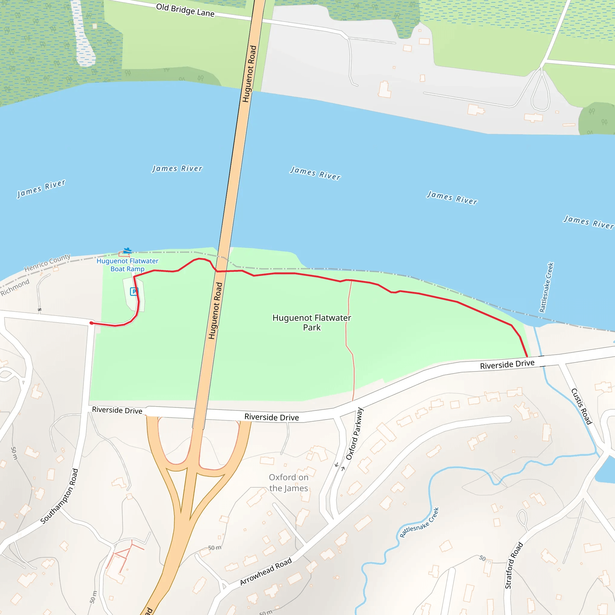 Huguenot Flatwater Park mobile static map