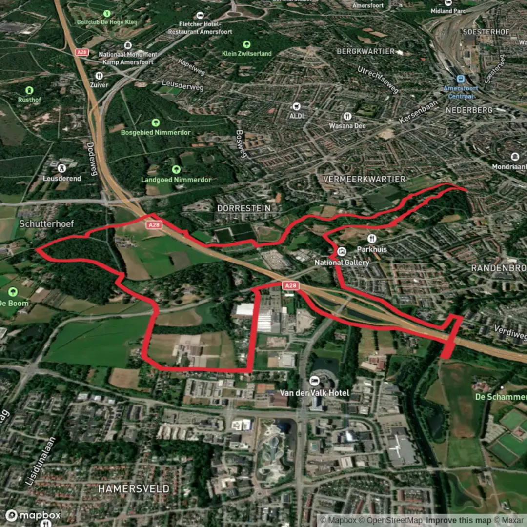 An image depicting the trail Lockhorsterbos andHet Beekdal Park Elisabeth Groen via Heitigenbergerbeekpad and its surrounding area.