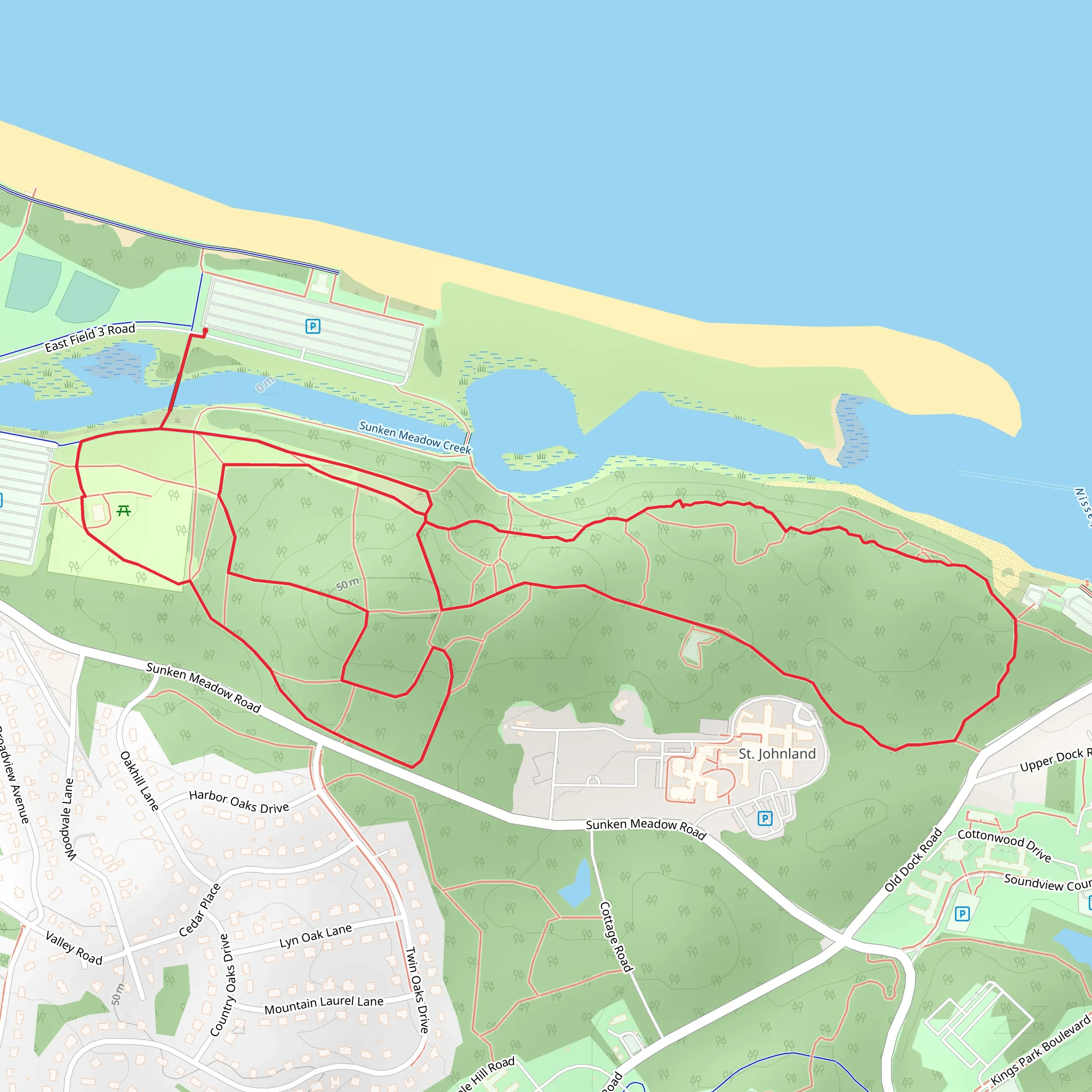 Saint Johnland Cemetery and Sunken Meadow Creek Loop mobile static map