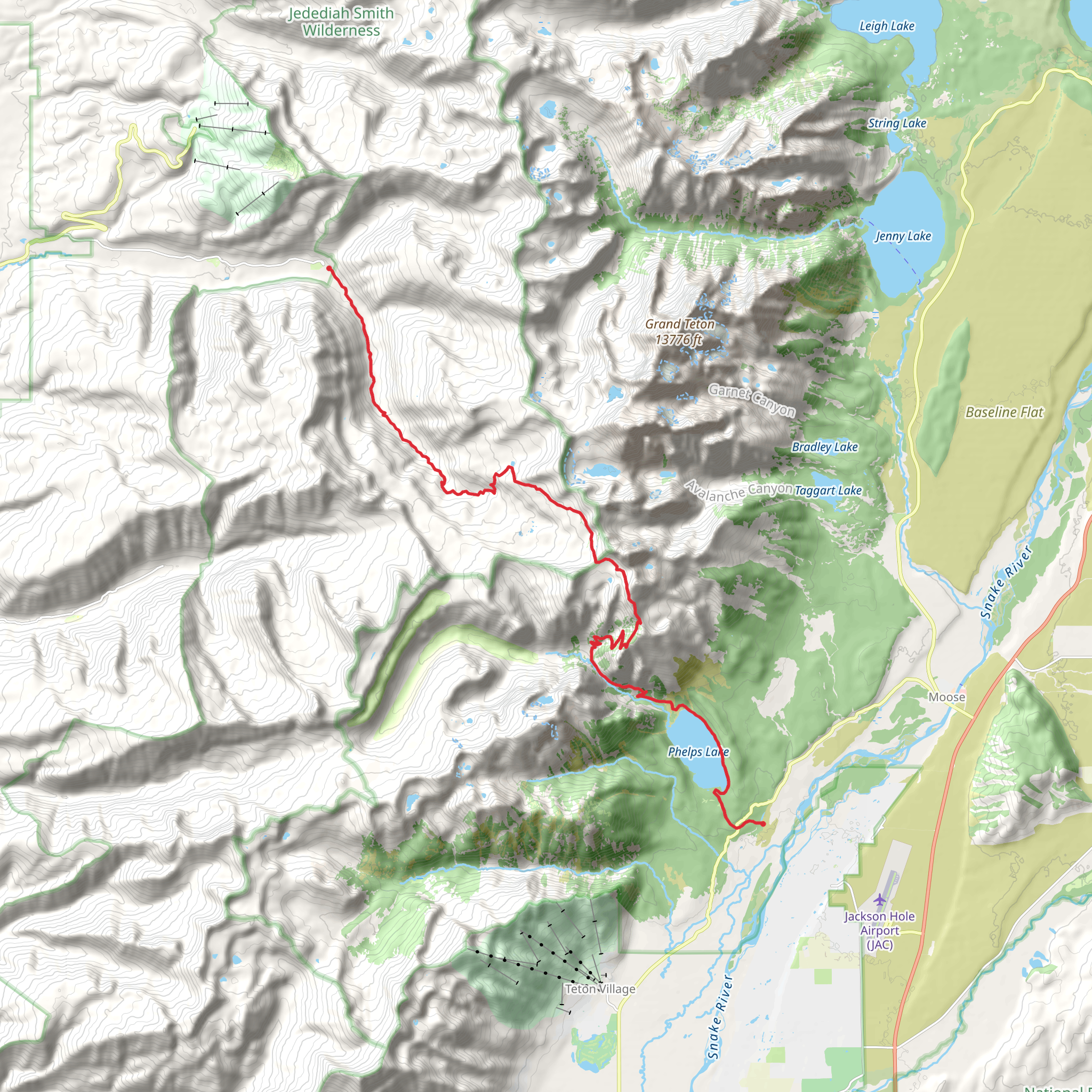 Alaska Basin Trail and Phelps Lake Trail mobile static map