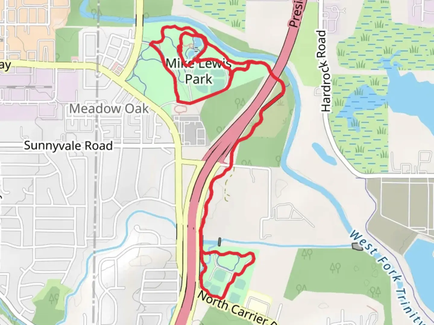 An image depicting the trail Mike Lewis Park and Good Link Trail and its surrounding area.