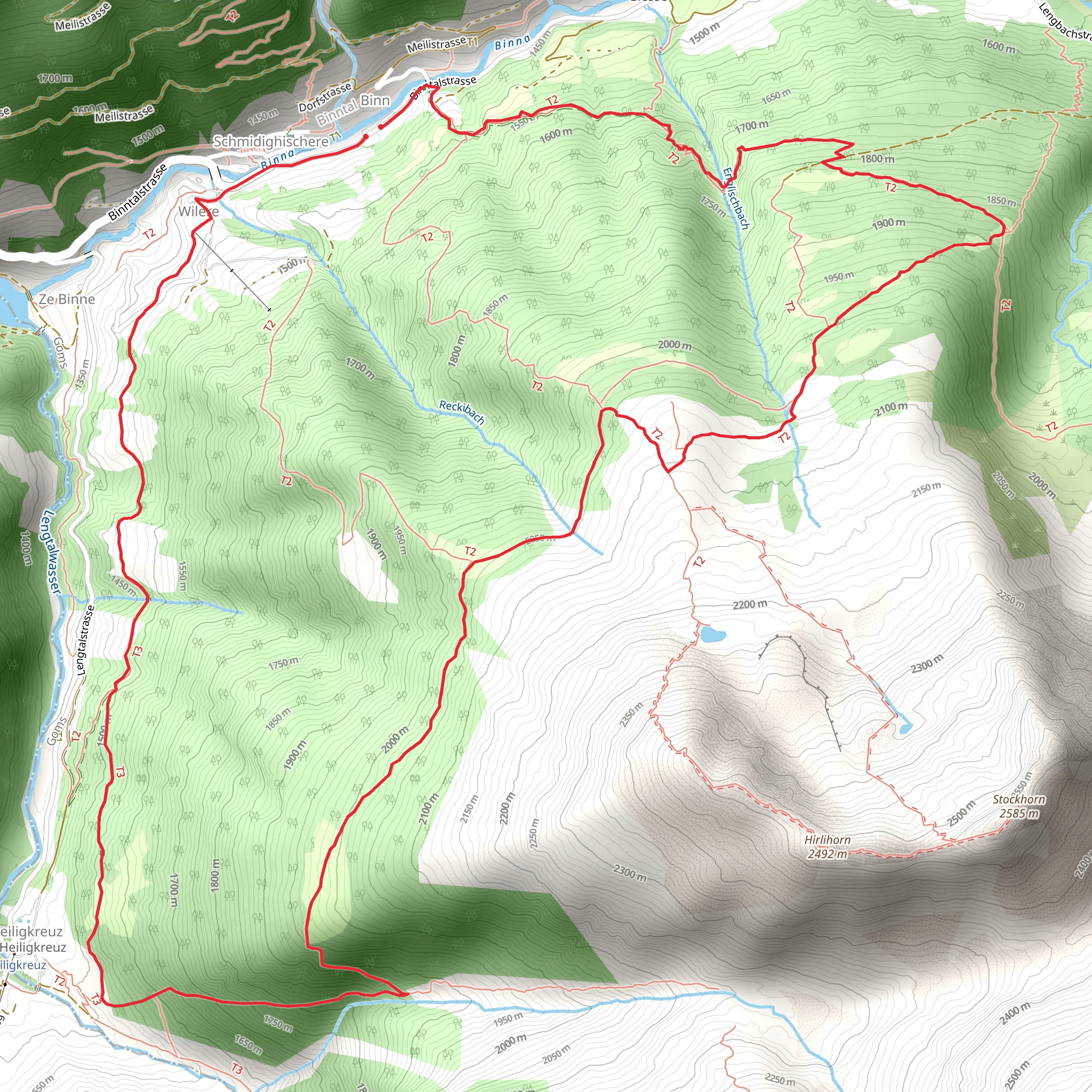 From Binn to Heiligkreuz Loop Trail mobile static map