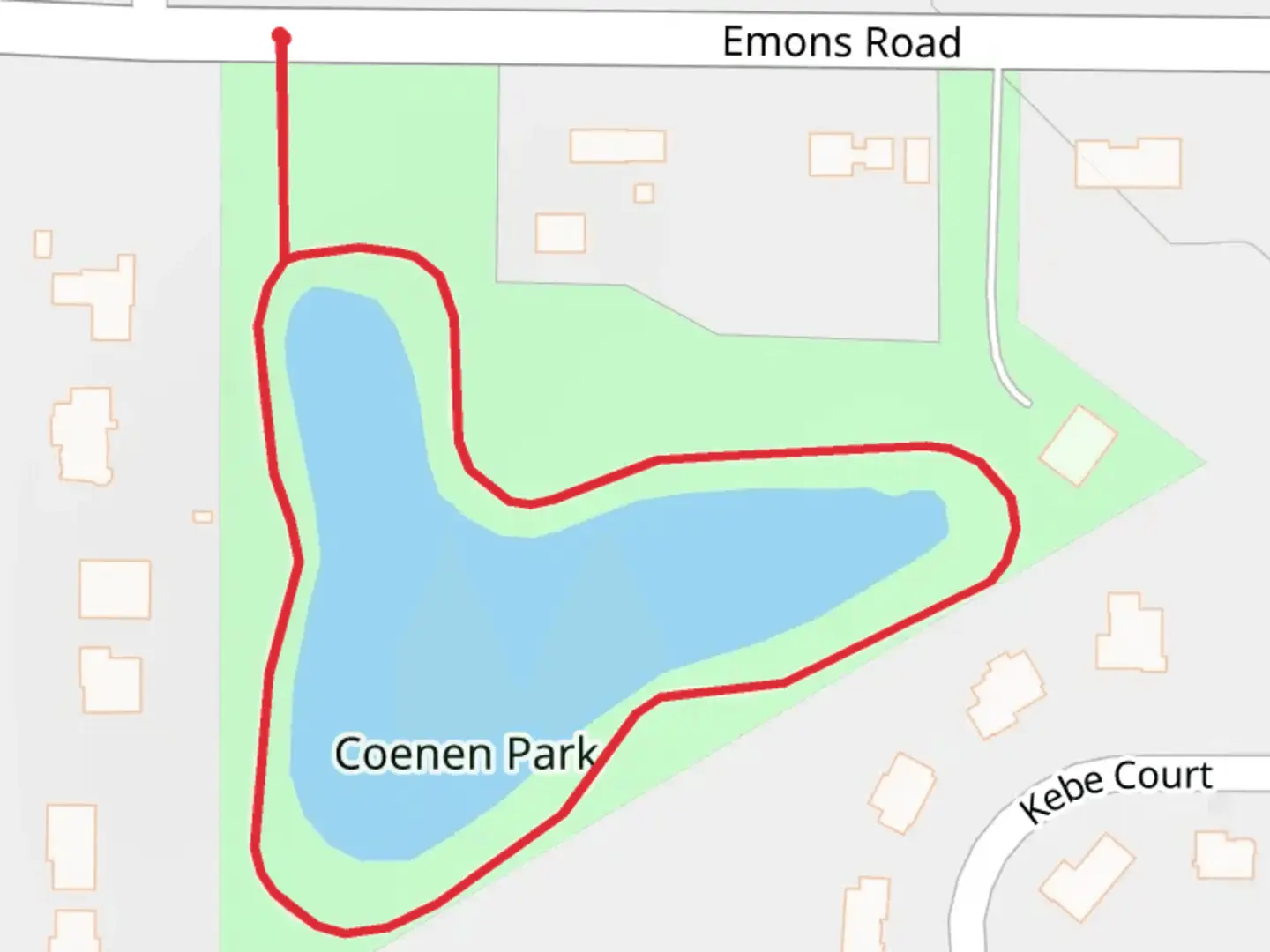 An image depicting the trail Coenen Park Loop and its surrounding area.