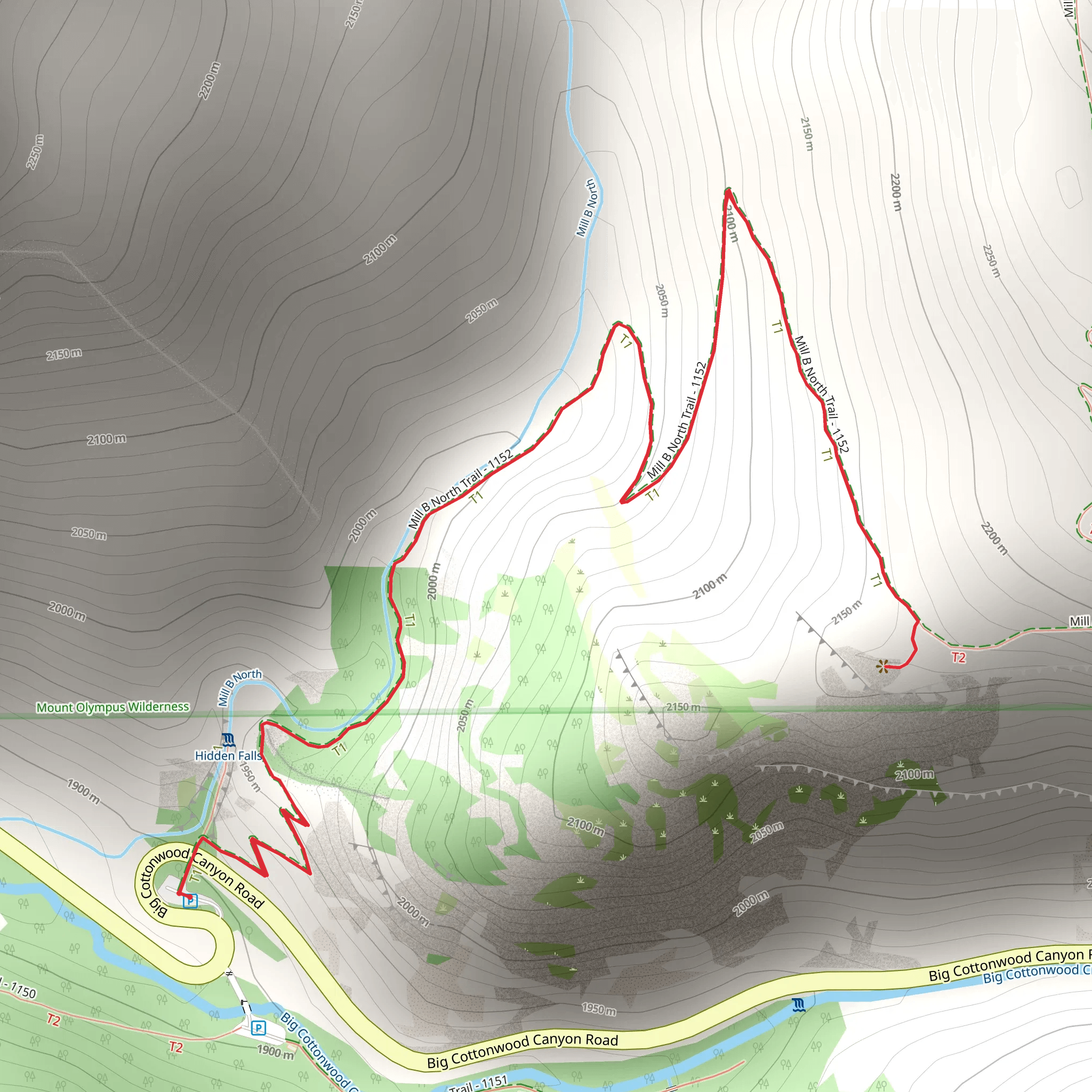 Mill B North Trail mobile static map