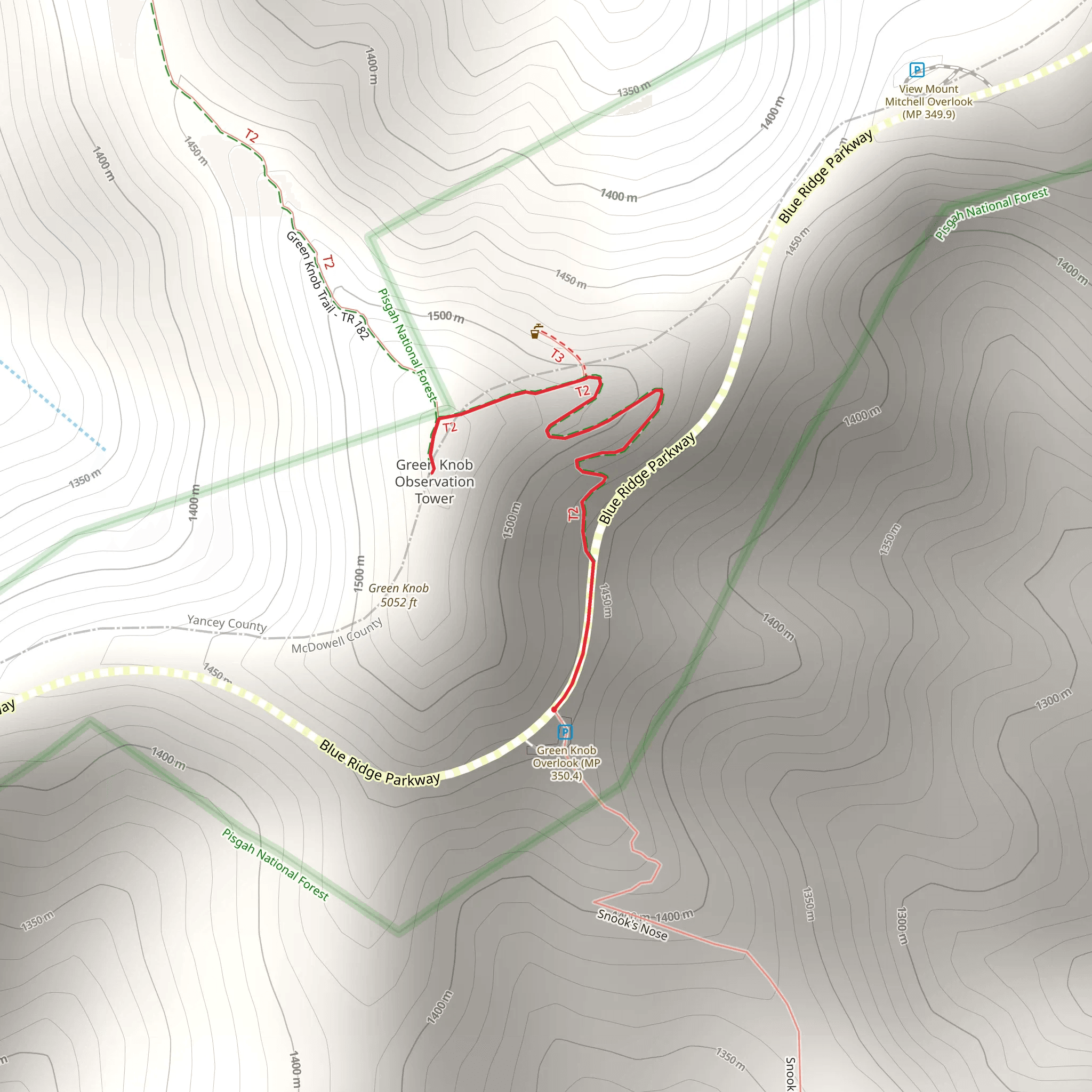 Green Knob Trail mobile static map