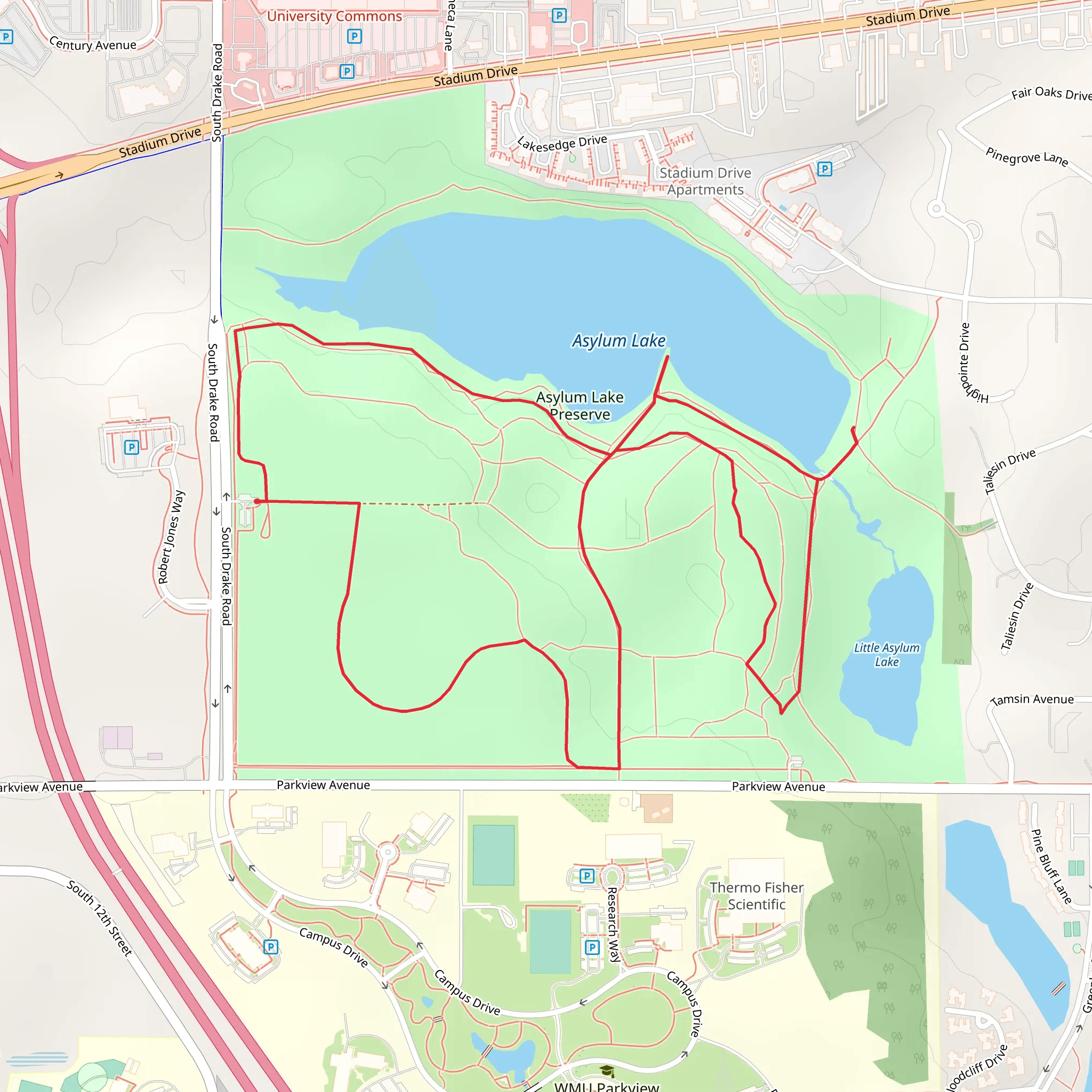 Asylum Lake Preserve Loop mobile static map