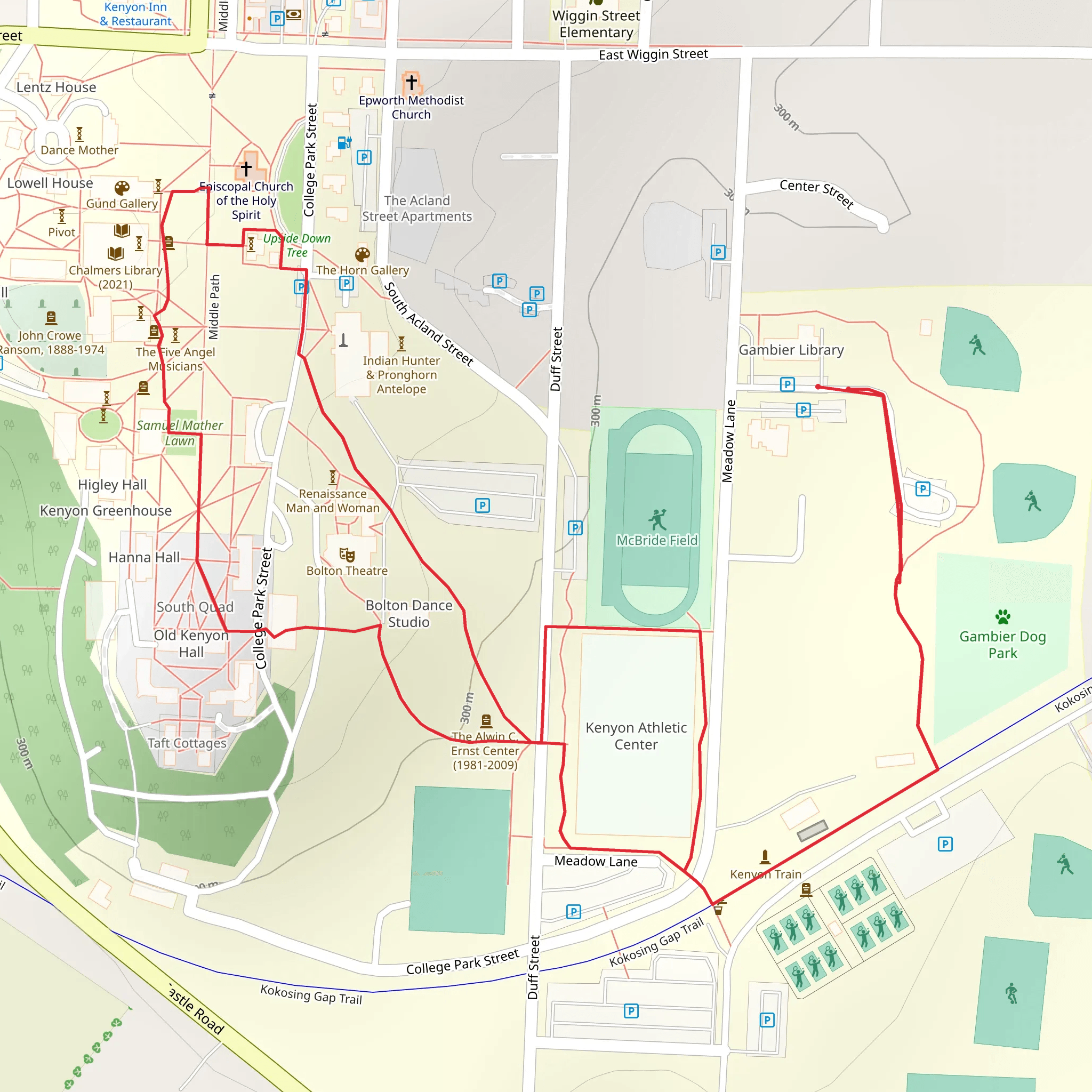 Kenyon Coll Loop mobile static map