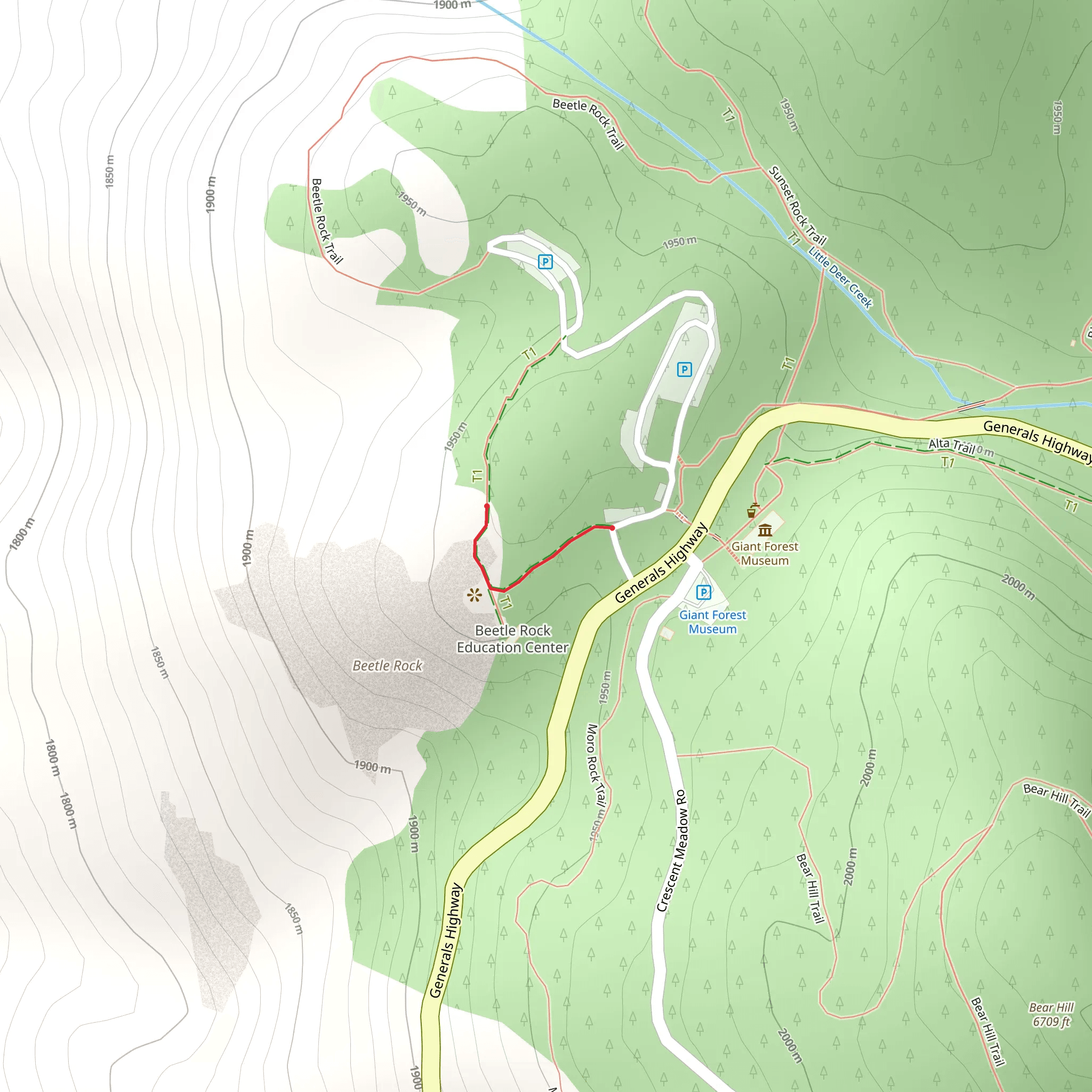 Generals Highway mobile static map