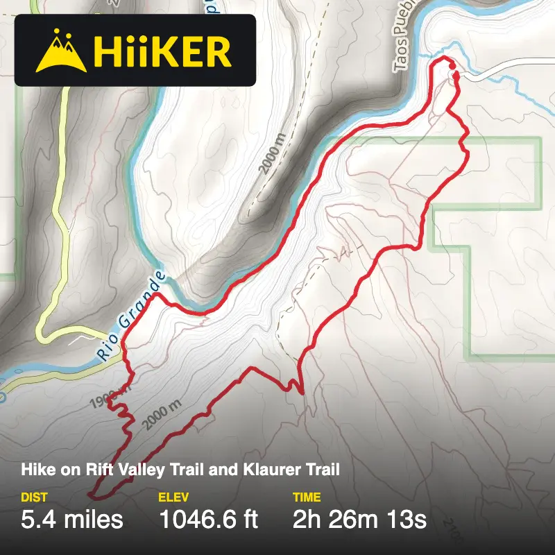 A map preview of the recording Hike on Rift Valley Trail and Klaurer Trail.