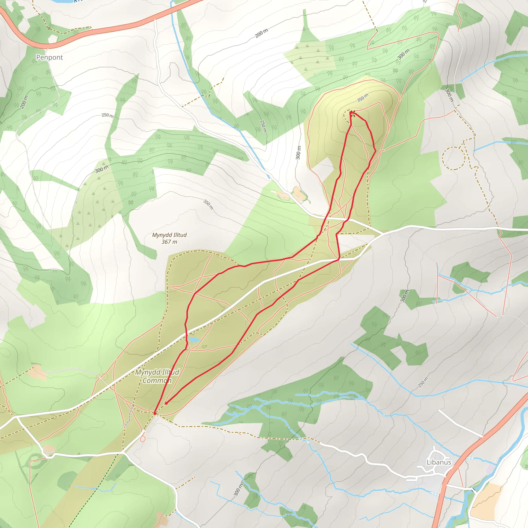 Mynydd Illtyd Route mobile static map