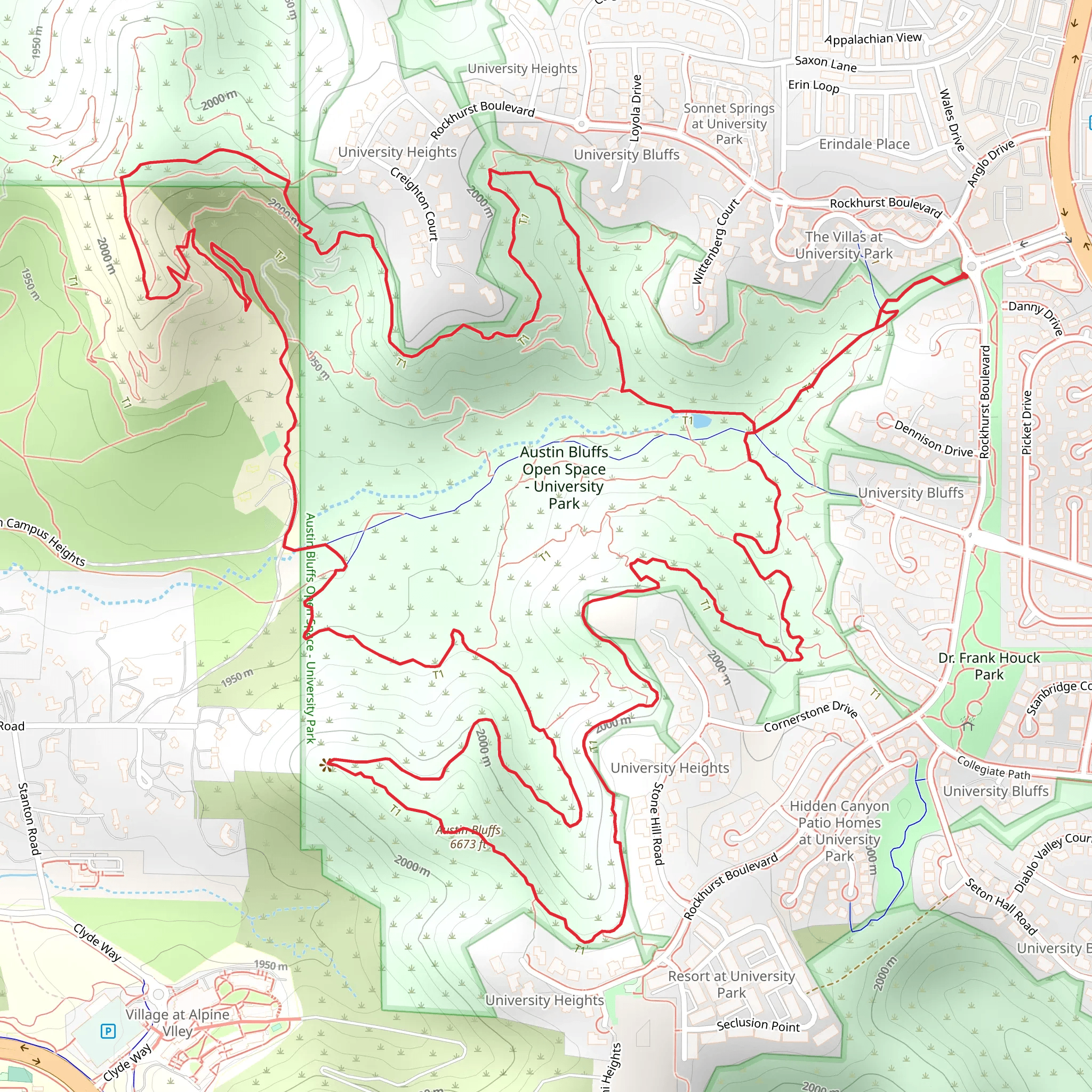 UCCS Campus Garden, and Austin Bluffs Loop mobile static map