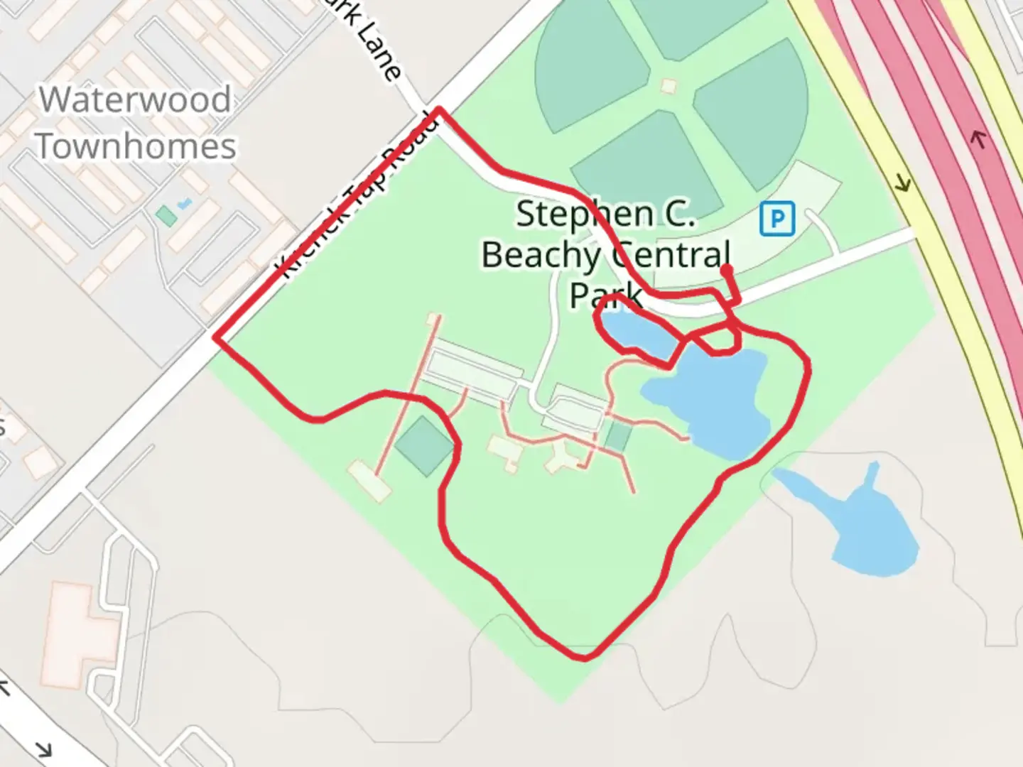 An image depicting the trail Central Park Lane Loop and its surrounding area.