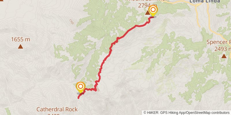 Mount Lemmon Trail stage 2 Map