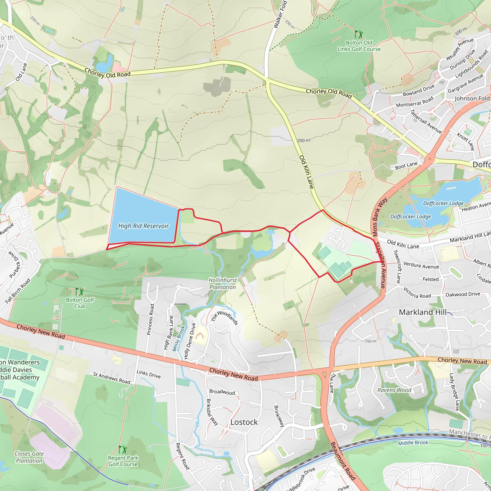 Old Hall and High Rid Reservoir mobile static map
