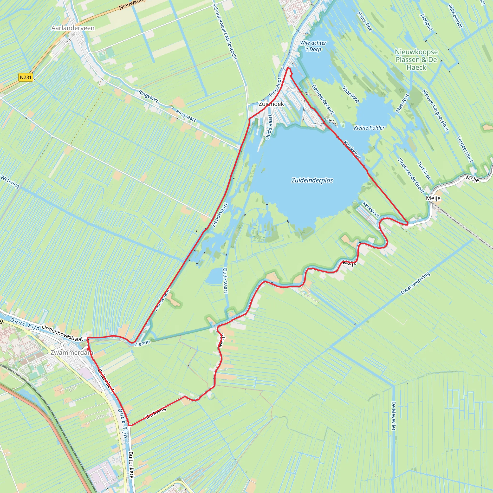 Zuideinderplas via Meijepad mobile static map