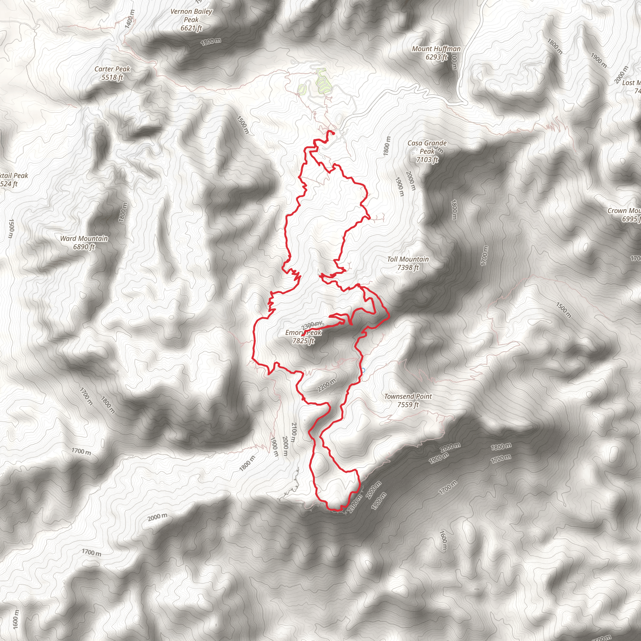 Emory Peak Loop via Pinnacles Trail mobile static map