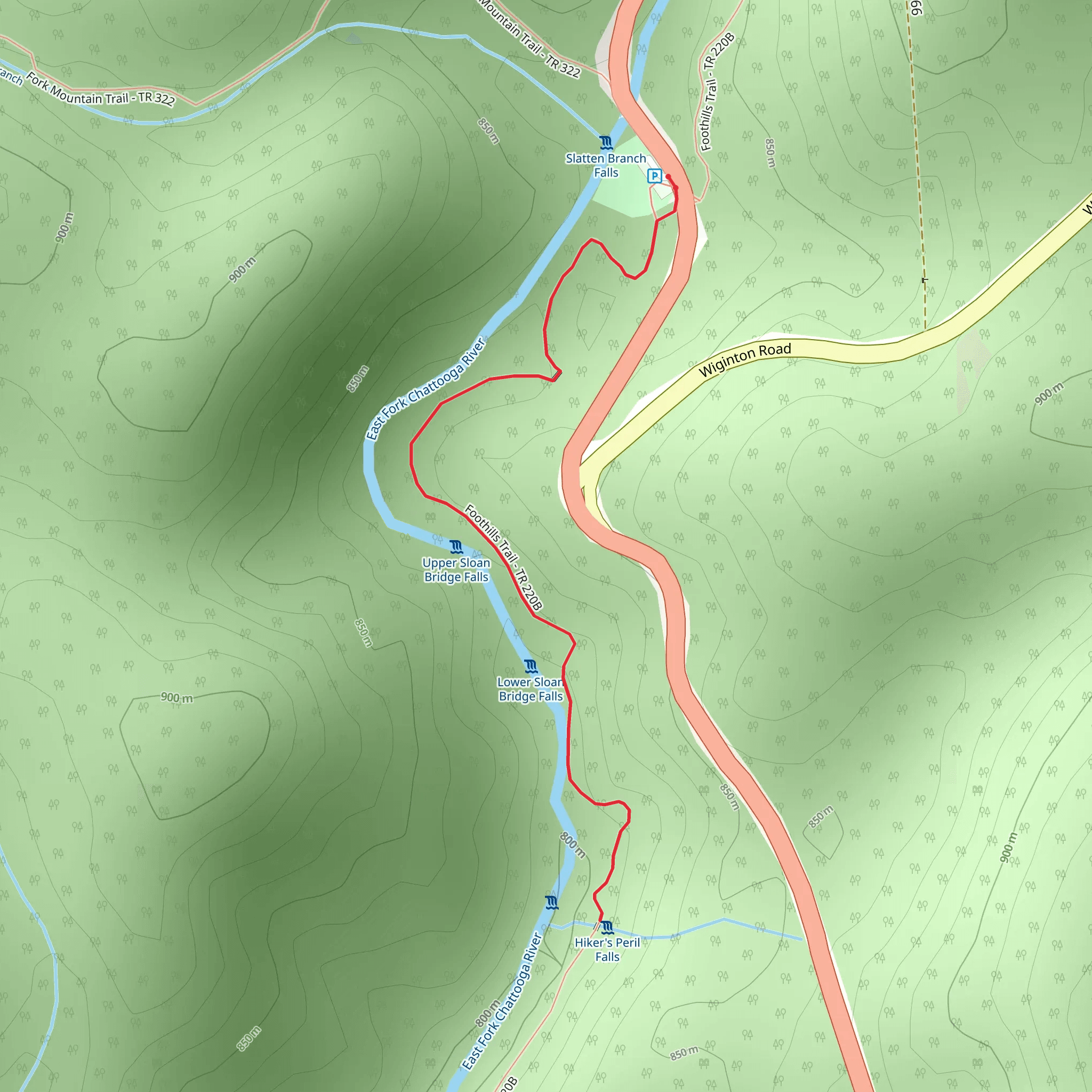 Foothills Trail - Wiginton Road mobile static map