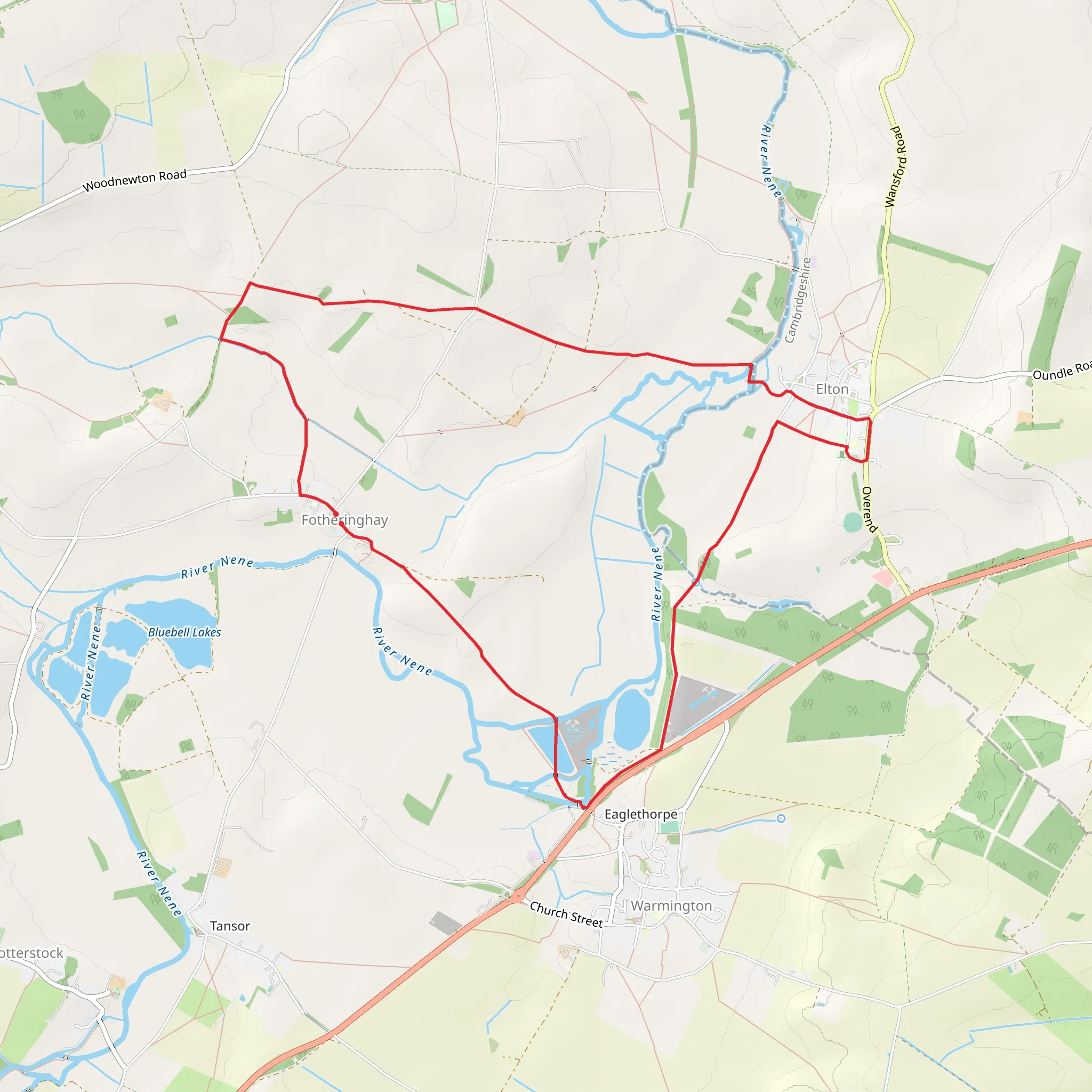 Fotheringhay and Elton Loop mobile static map