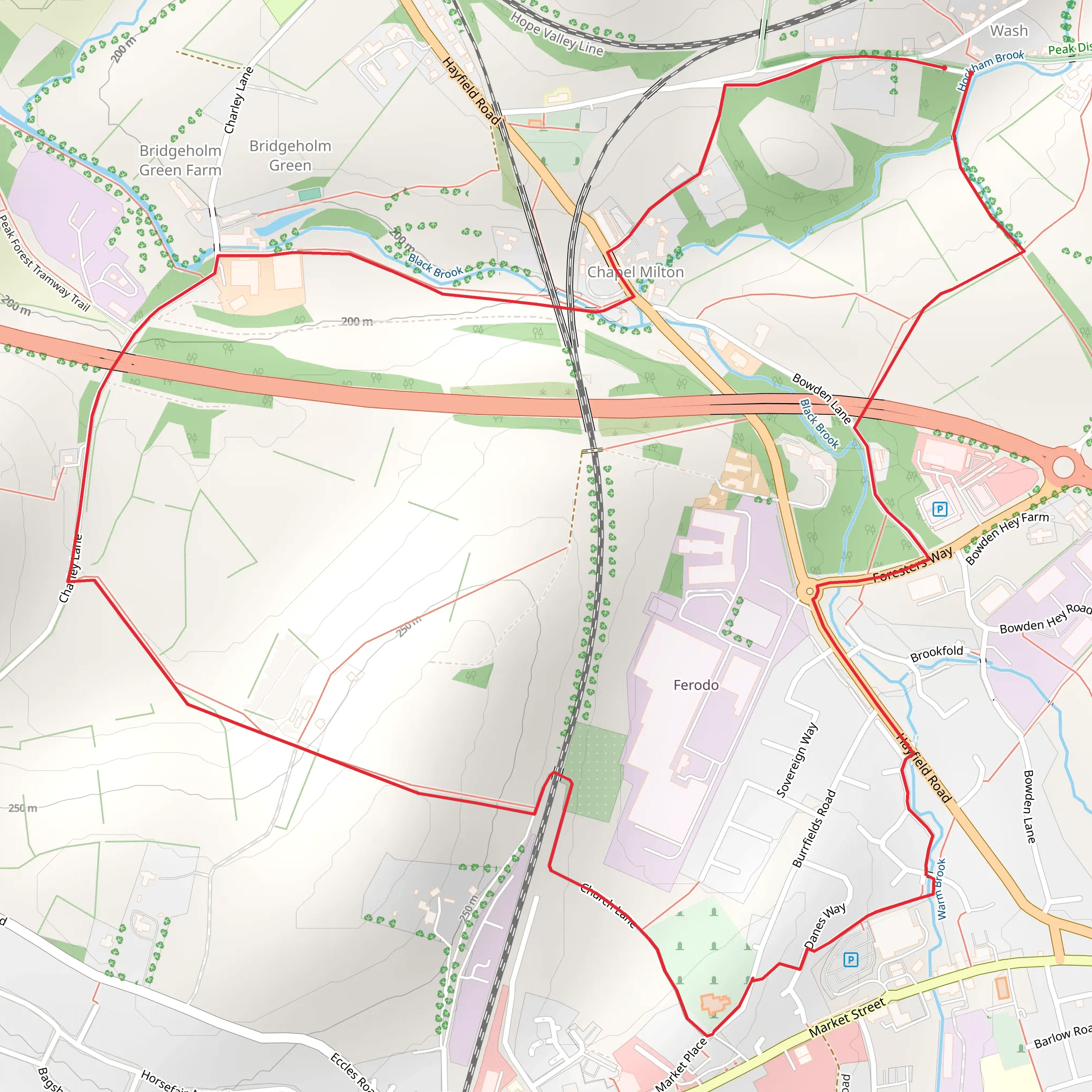 Wash Walk - Chapel-en-le-Frith - Walking Route mobile static map