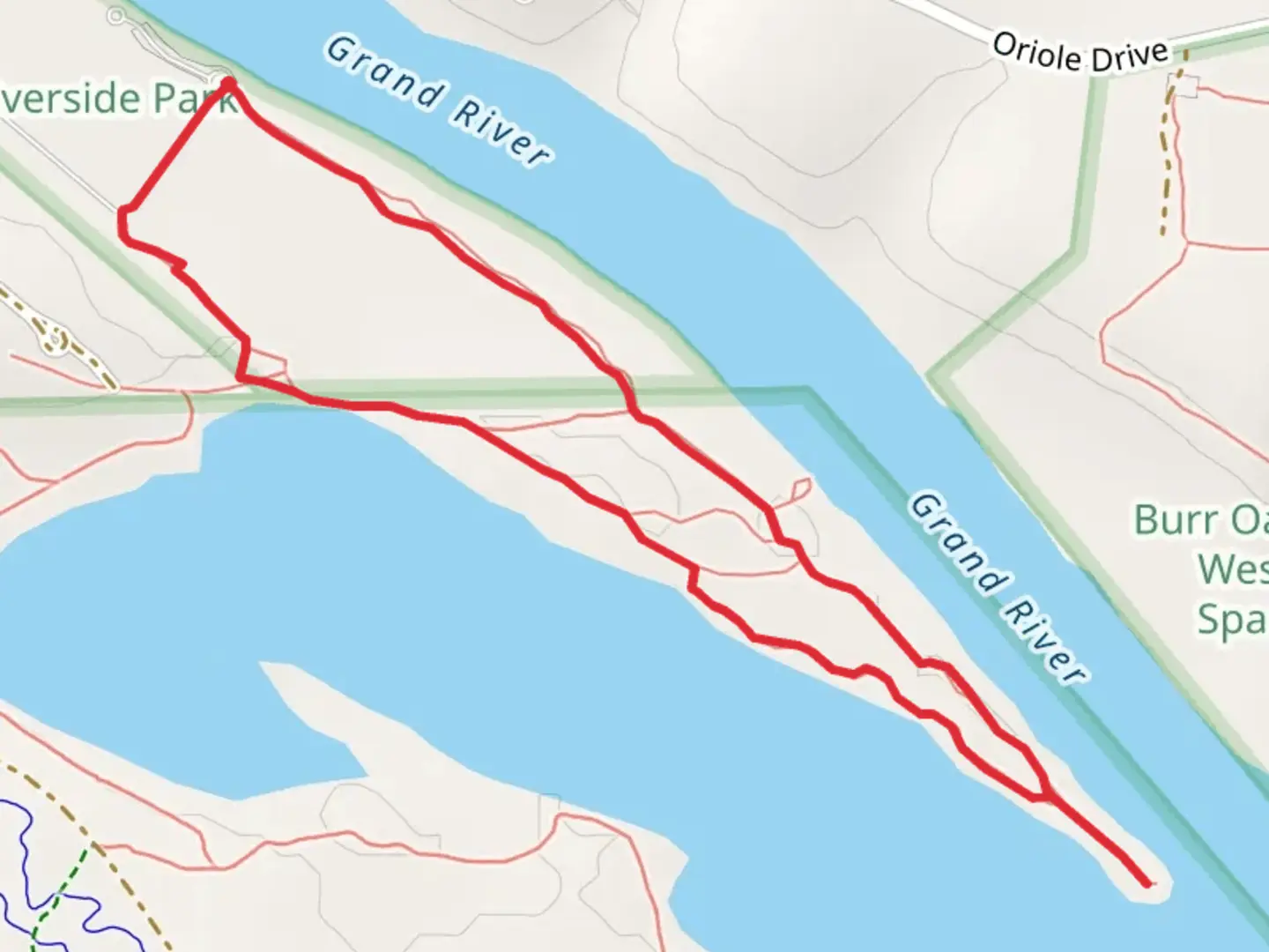 An image depicting the trail Riverside Park Loop Trail and its surrounding area.