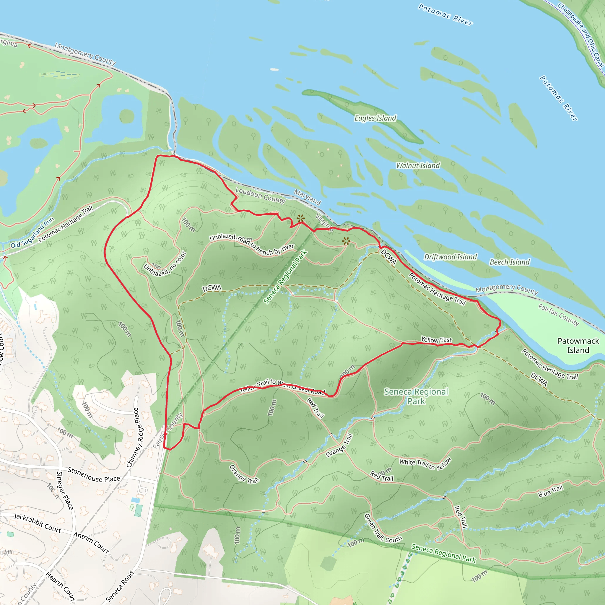 Yellow Trail to West Gravel Road Loop mobile static map