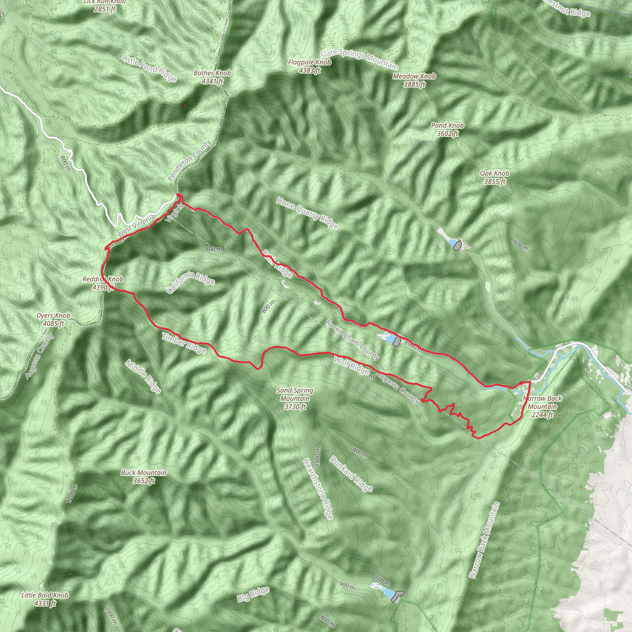 Briery Branch Road and Timber Ridge Loop Trail mobile static map