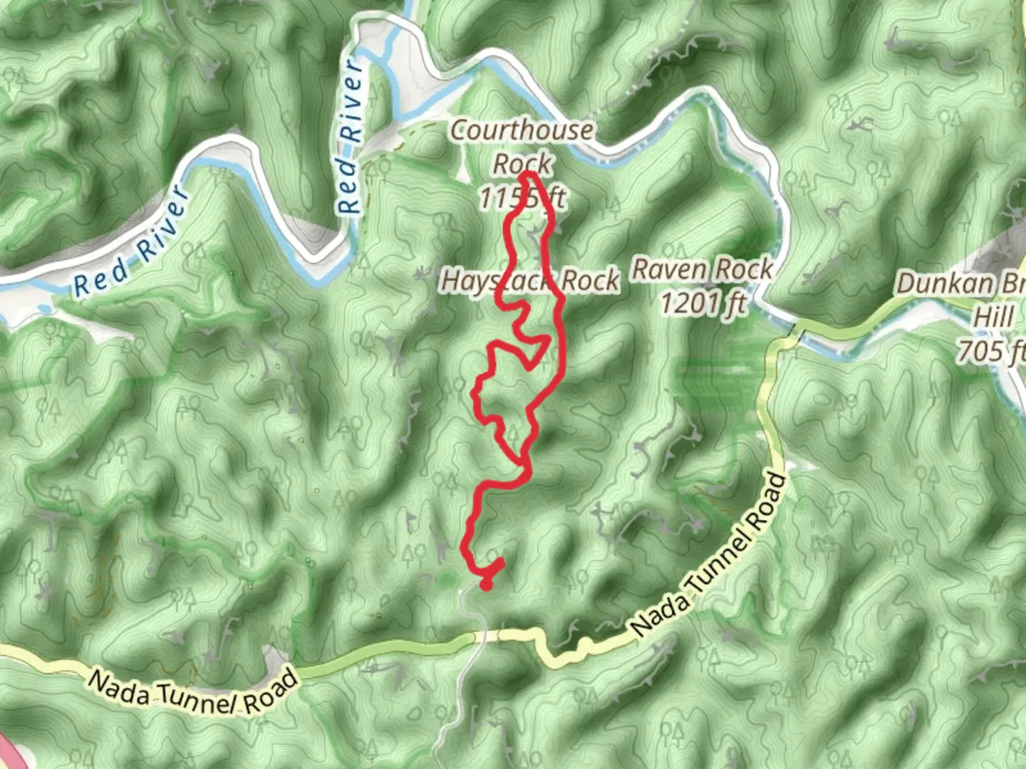 An image depicting the trail Courthouse Rock - Haystack Rock Loop and its surrounding area.