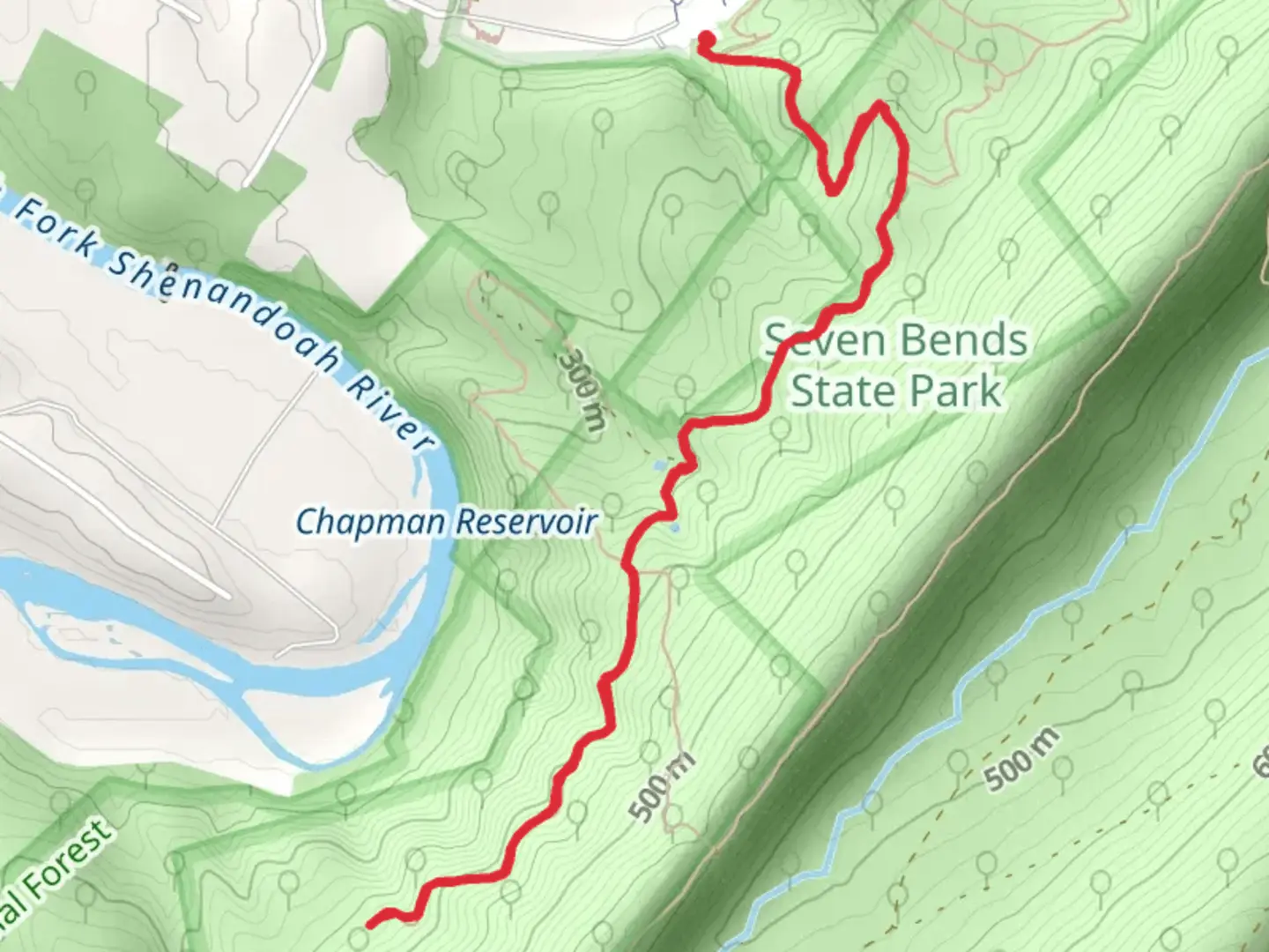 An image depicting the trail Pwpaw Hollow Trail and Reservoir Trail and its surrounding area.